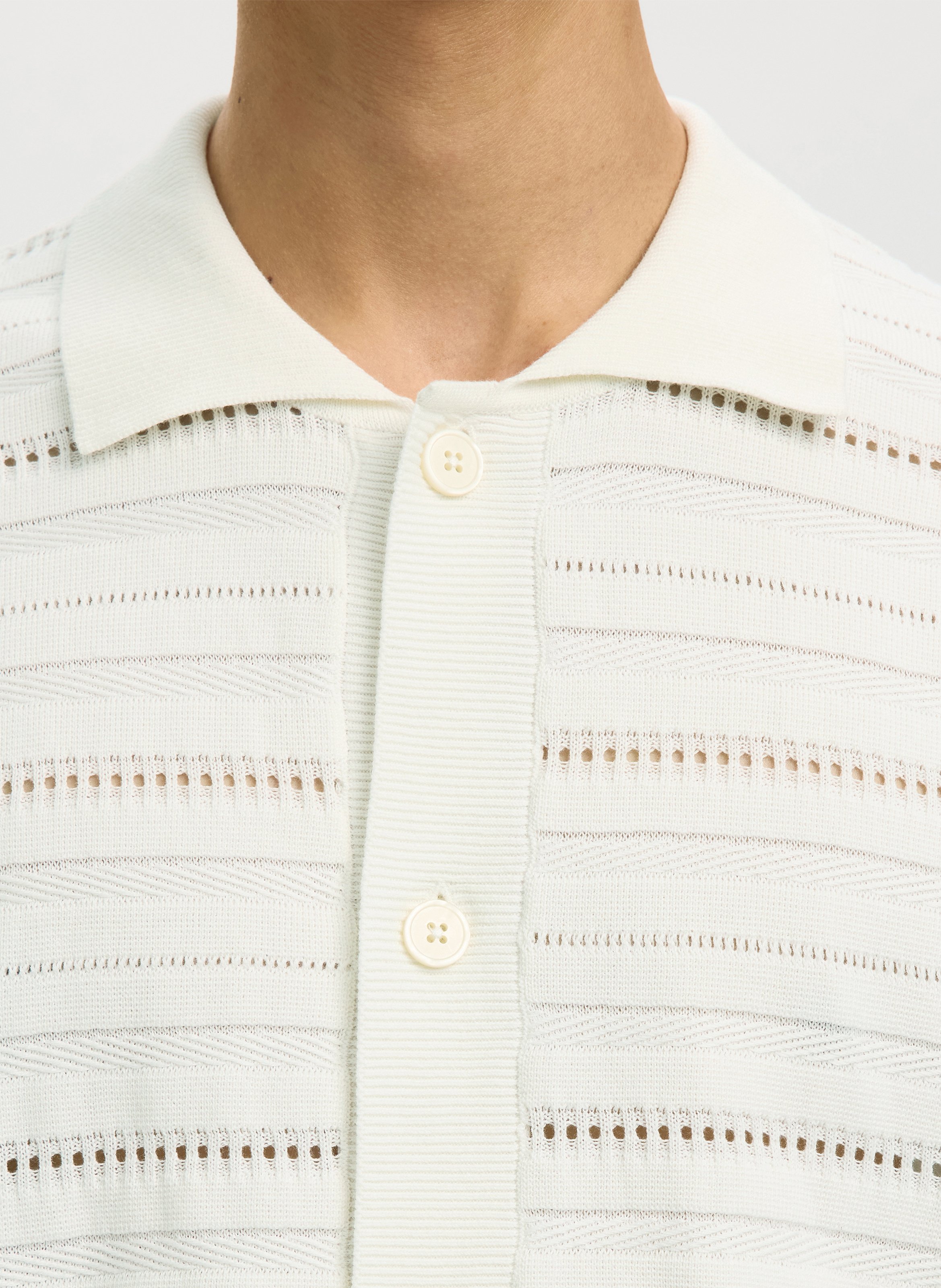 Gilet droit col classique en coton bio SELECTED Beige