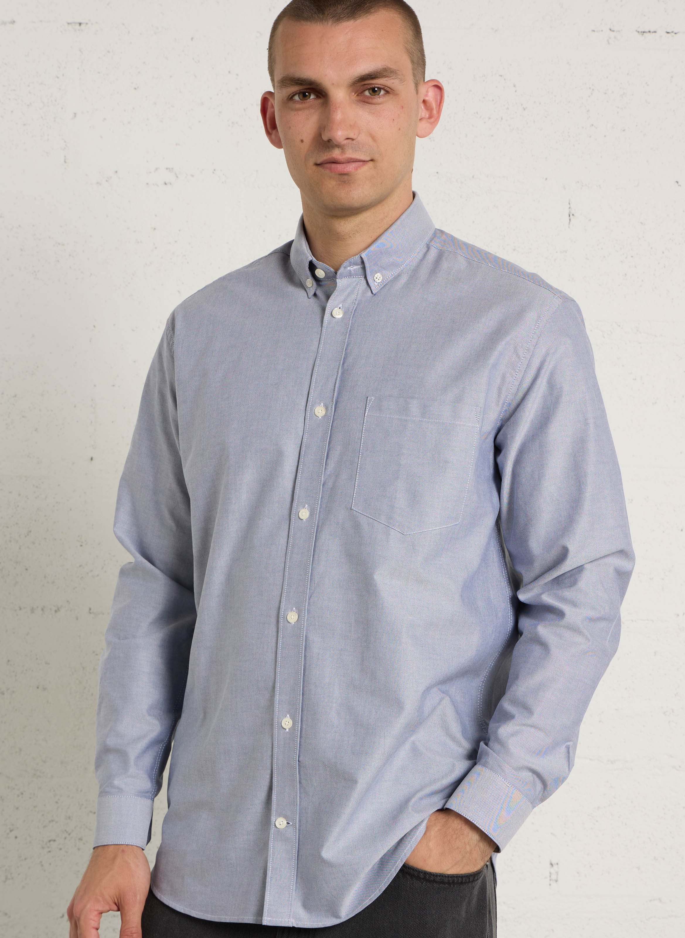 Chemise droite en coton AU PRINTEMPS PARIS Bleu