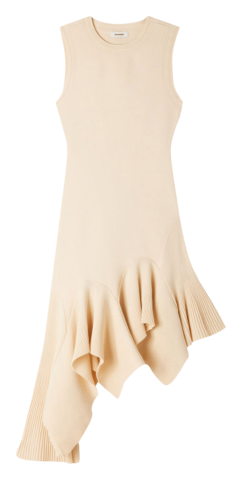 Korte asymmetrische effen jurk SANDRO Beige