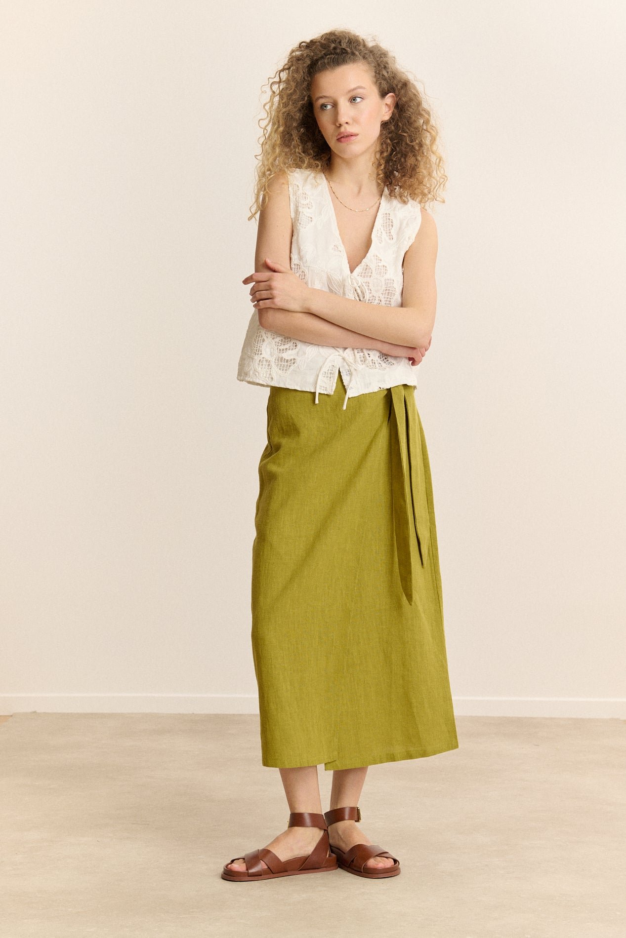 Jupe midi portefeuille GARANCE PARIS Vert