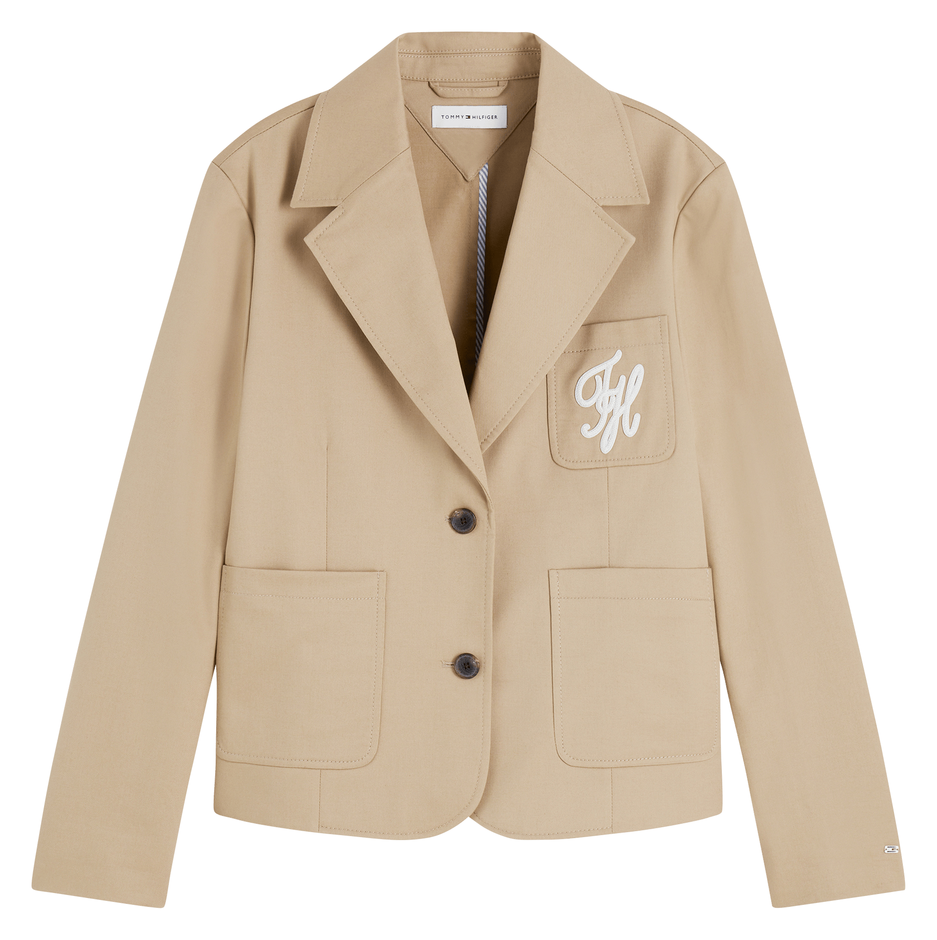 Gerade geschnittener Baumwoll-Blazer TOMMY HILFIGER Beige
