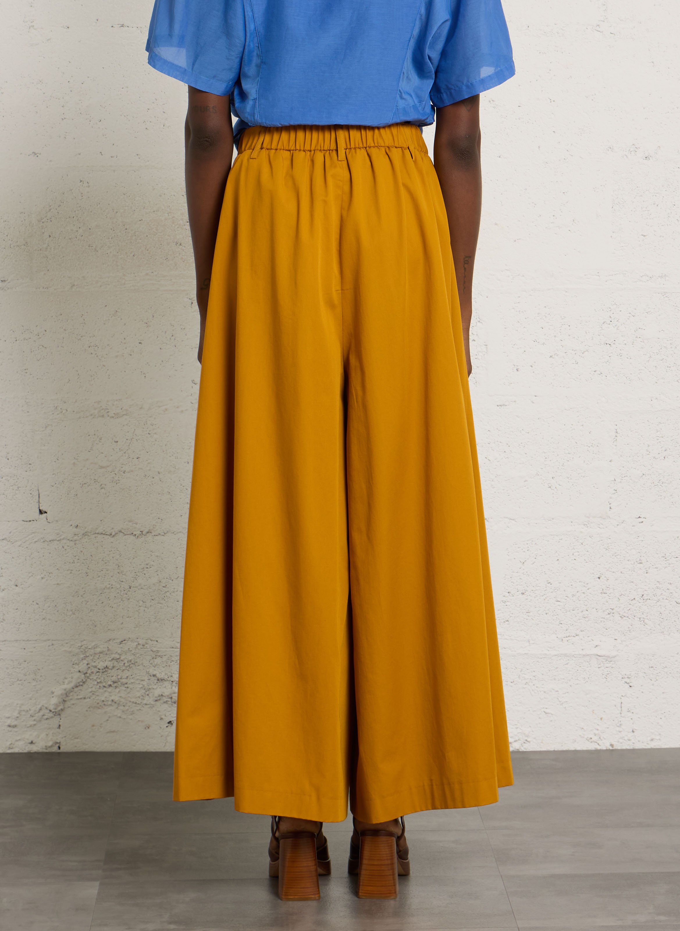 Solid color extra wide cotton pants | Golden MAISON 123 Women