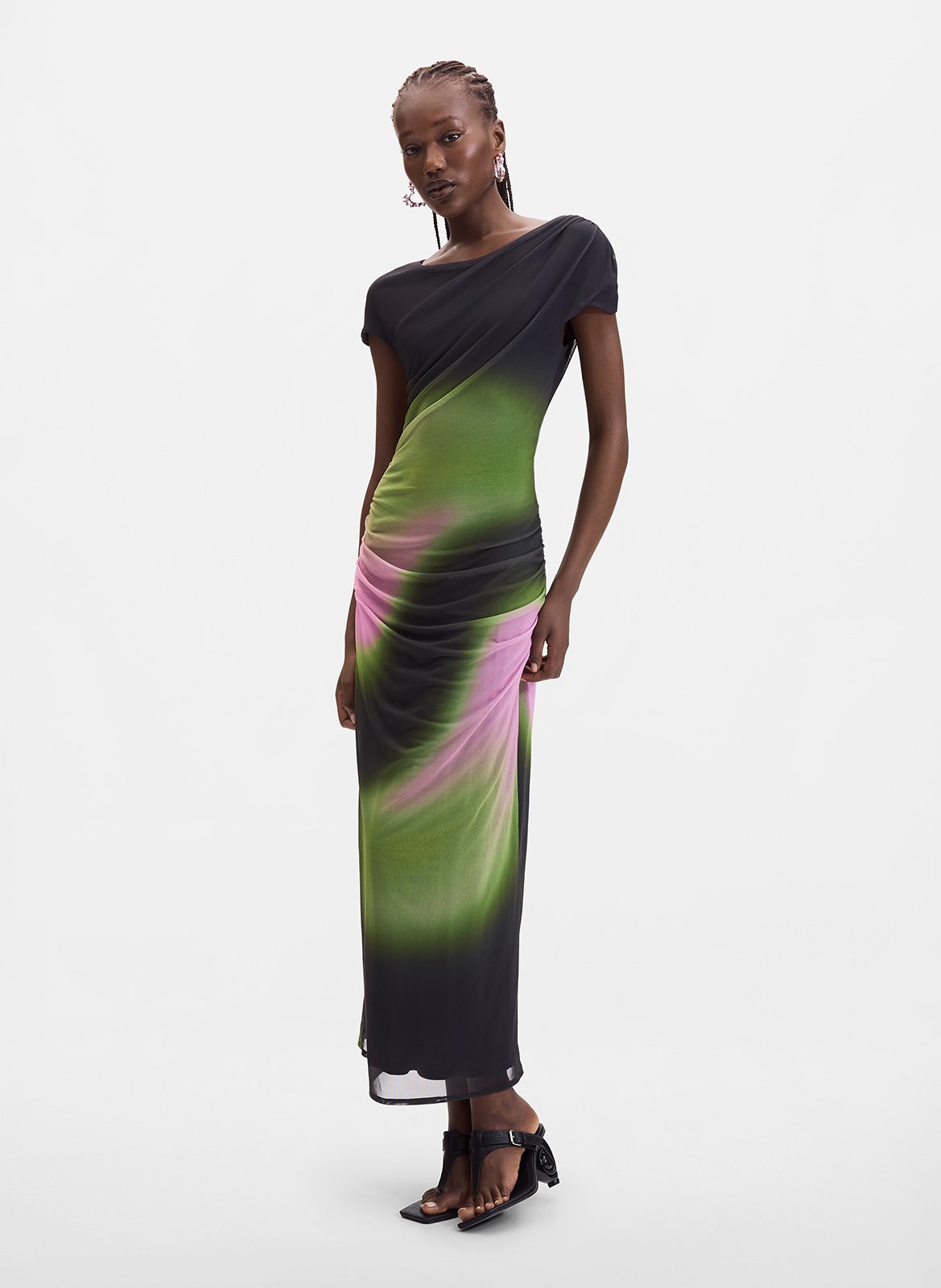 Long dress with round neckline in tulle DESIGUAL Black