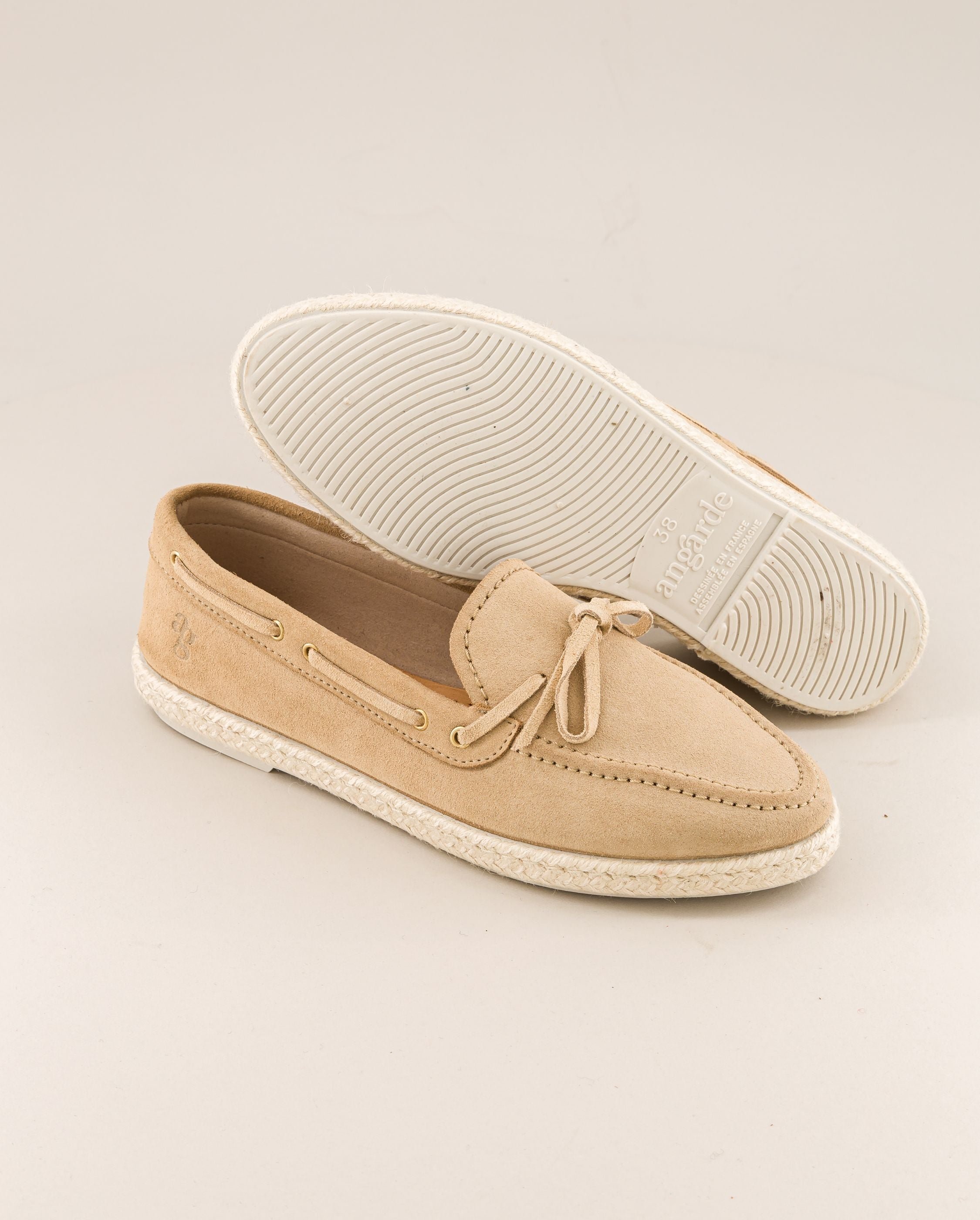 Betty women's beige leather boat moccasin ANGARDE Beige