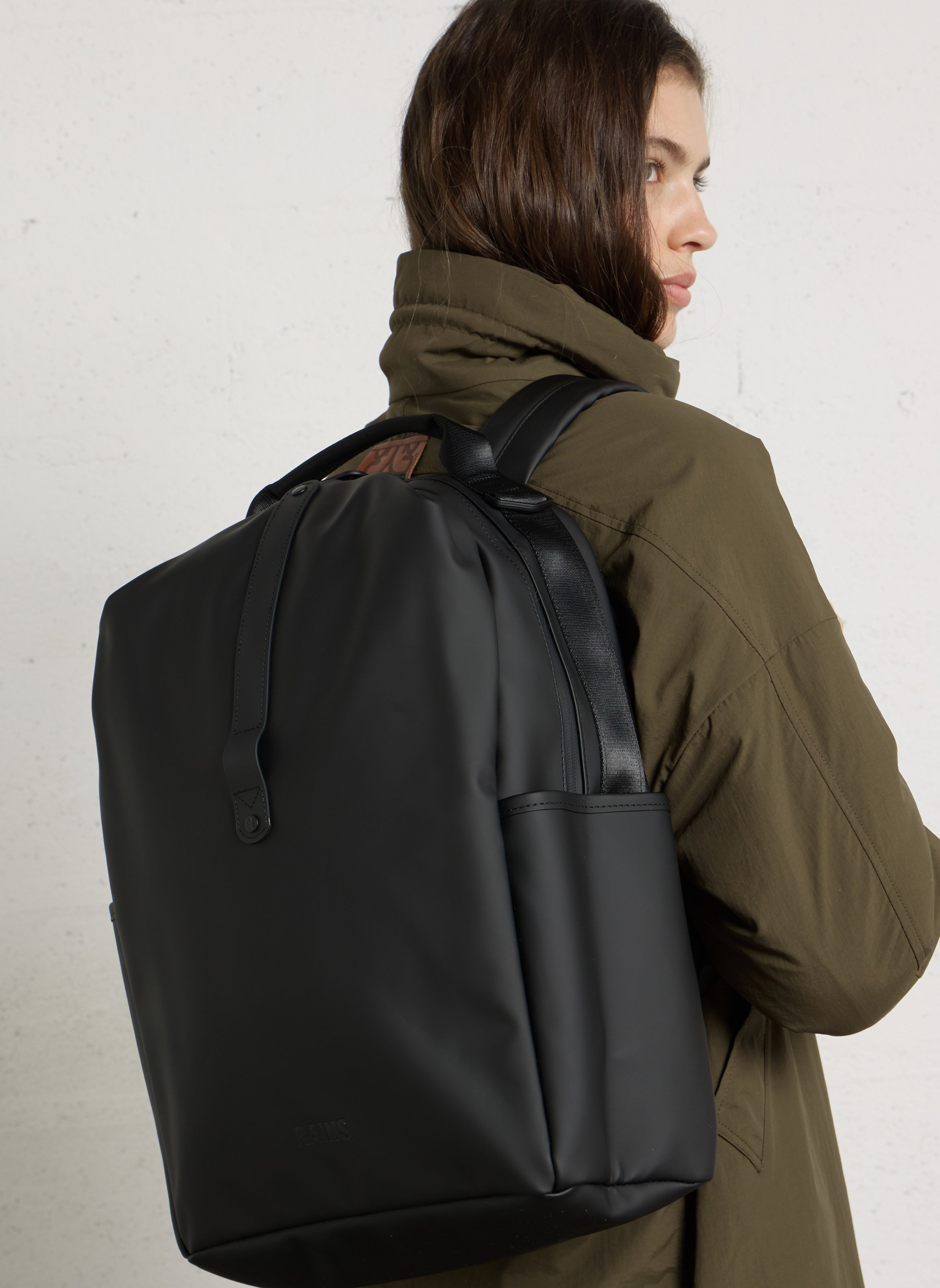 Einfarbiger Rucksack RAINS Schwarz