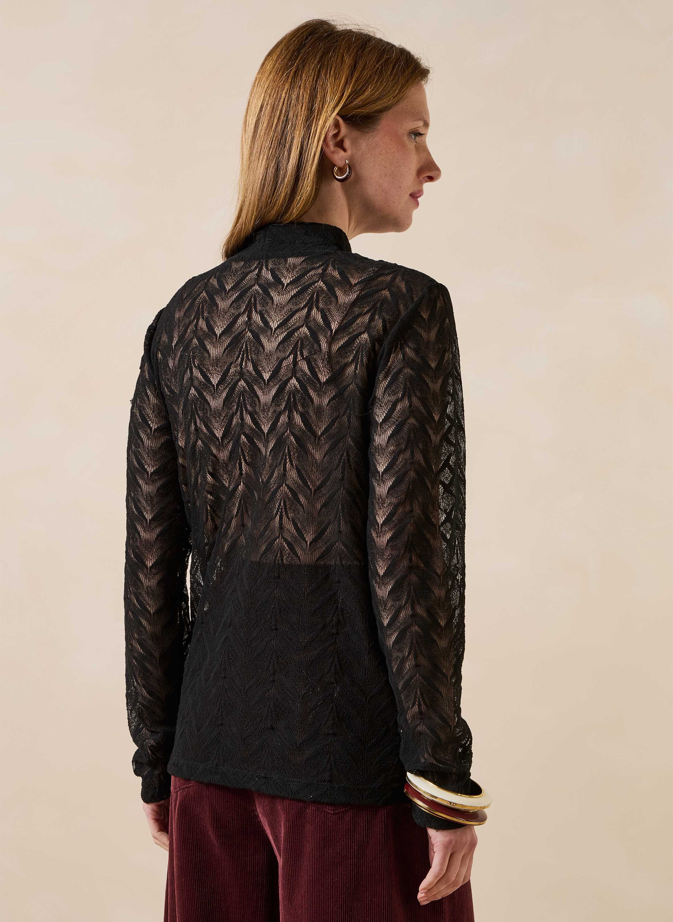 Top droit col montant LA FEE MARABOUTEE Noir