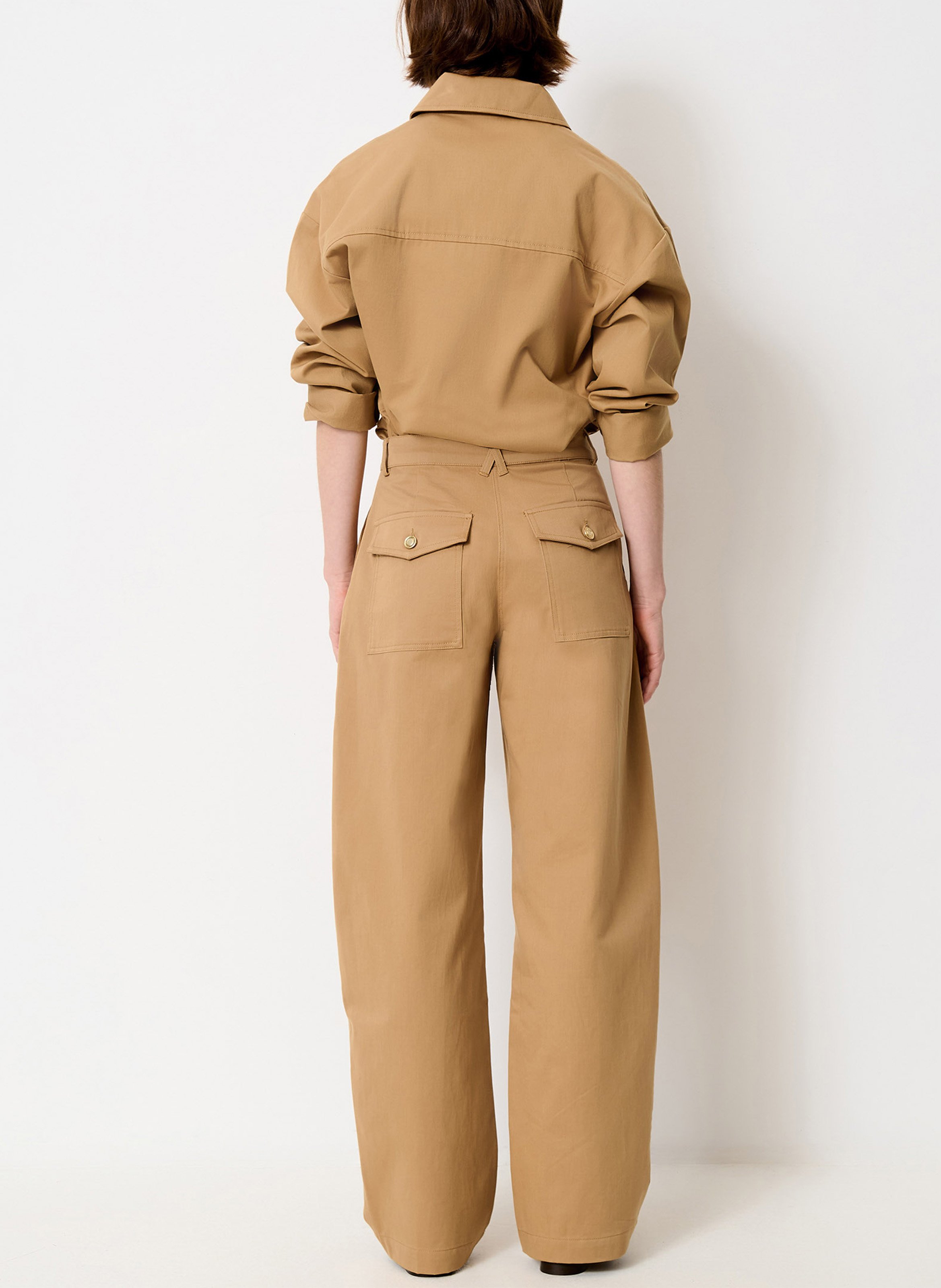 High-waisted rounded trousers SESSUN Beige