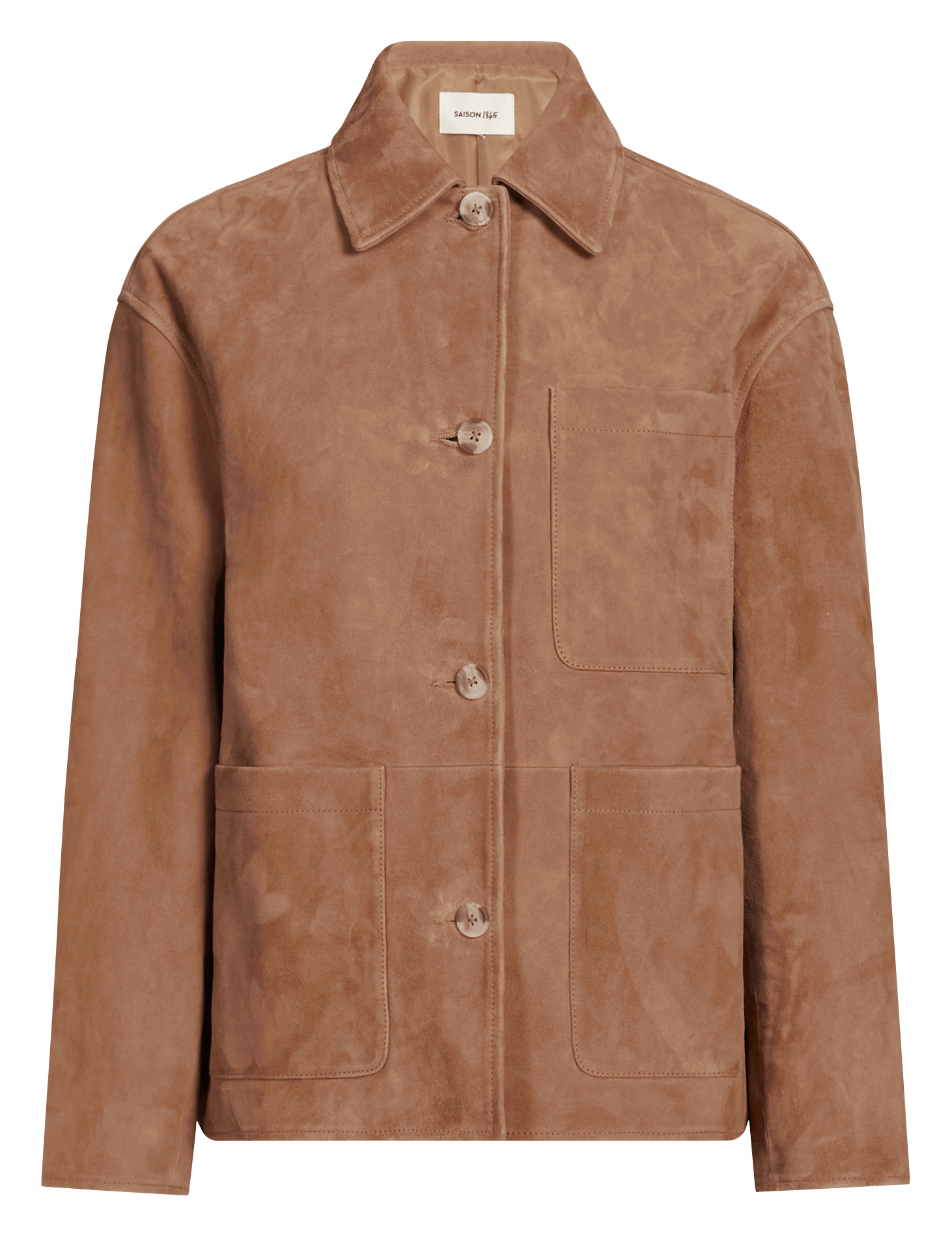 Gerade Lederjacke mit klassischem Kragen SAISON 1865 Braun