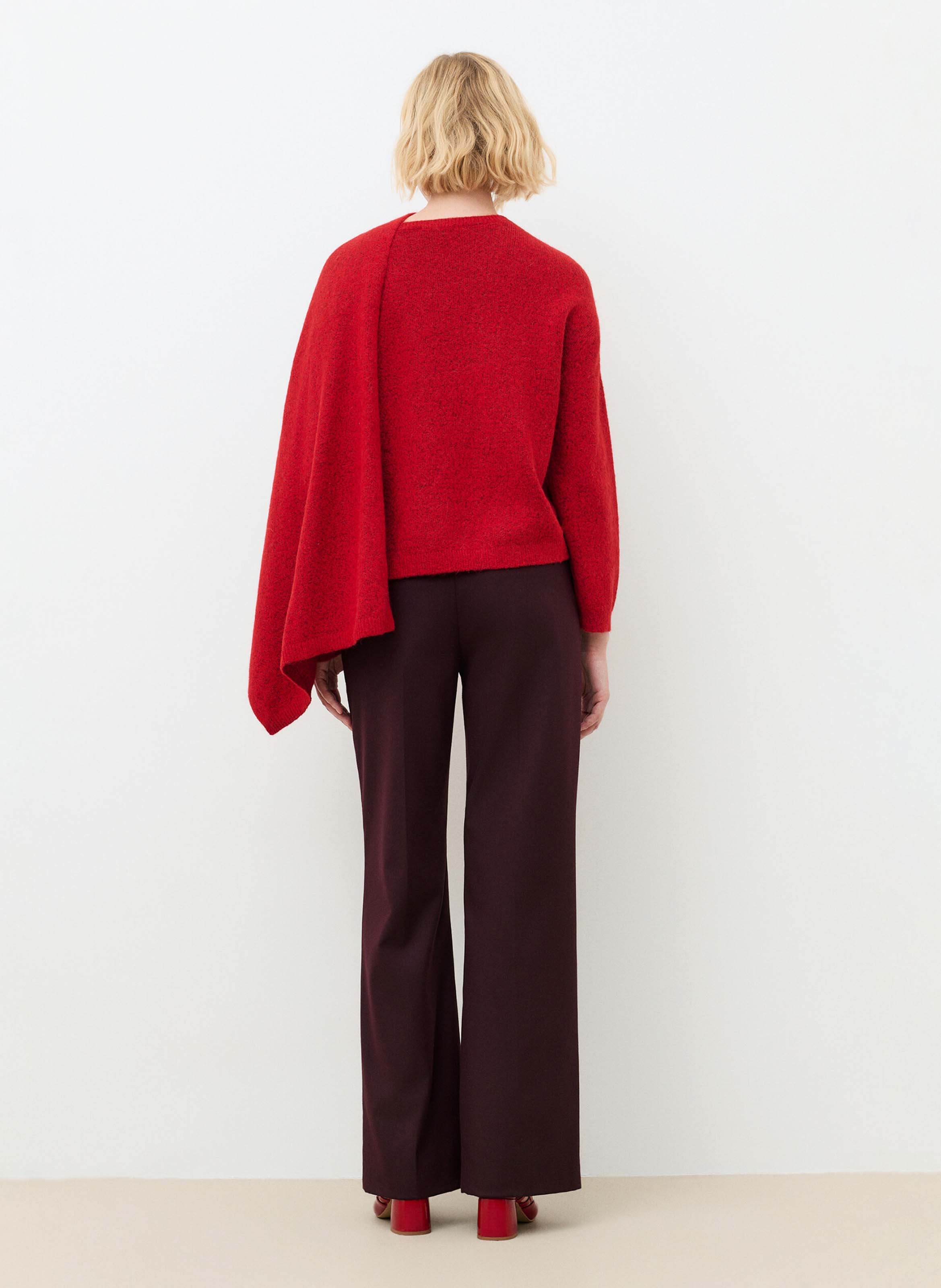 Pull col rond drapé CAROLL Rouge