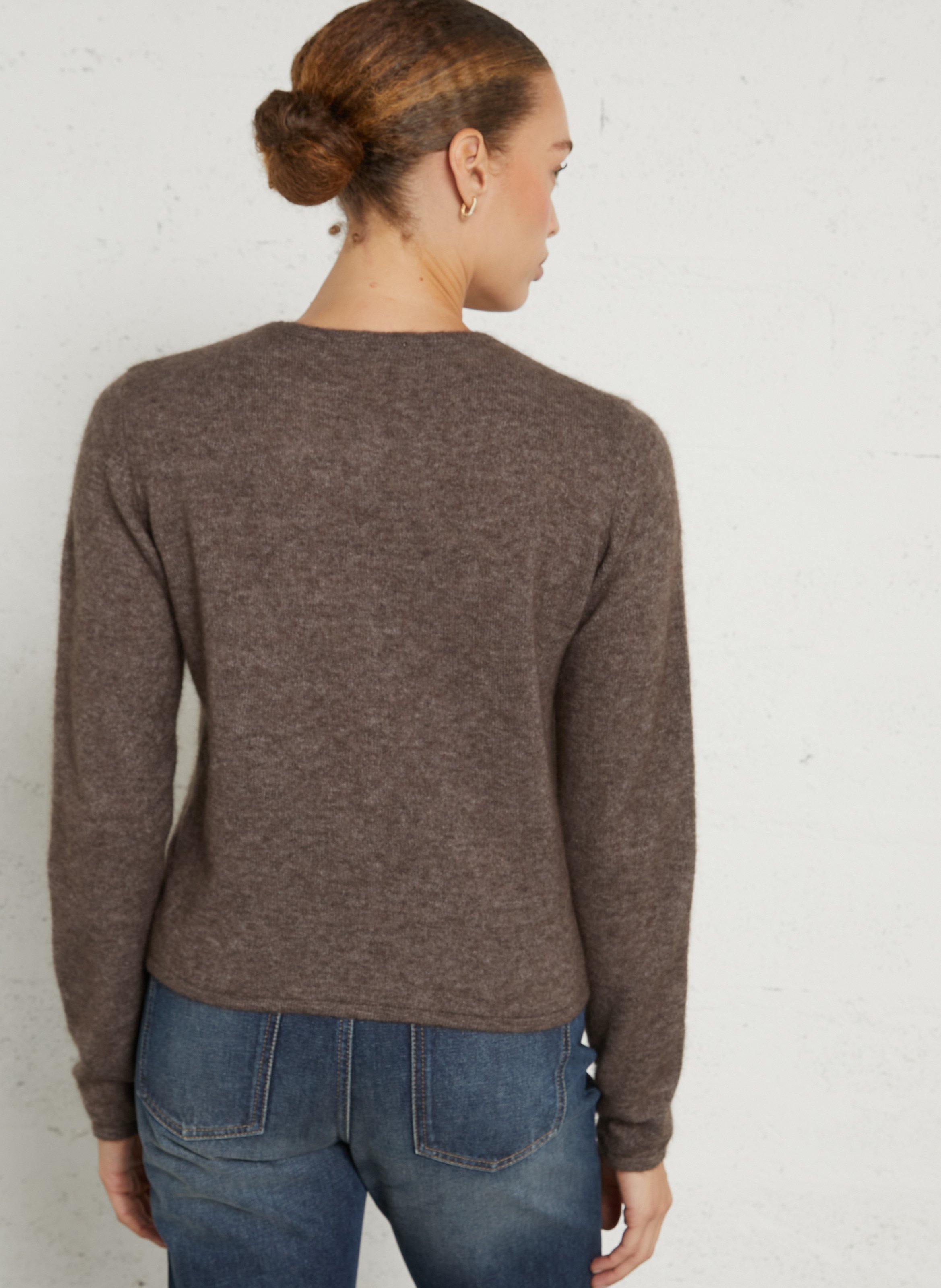 Straight round-neck knit cardigan JC SOPHIE Brown