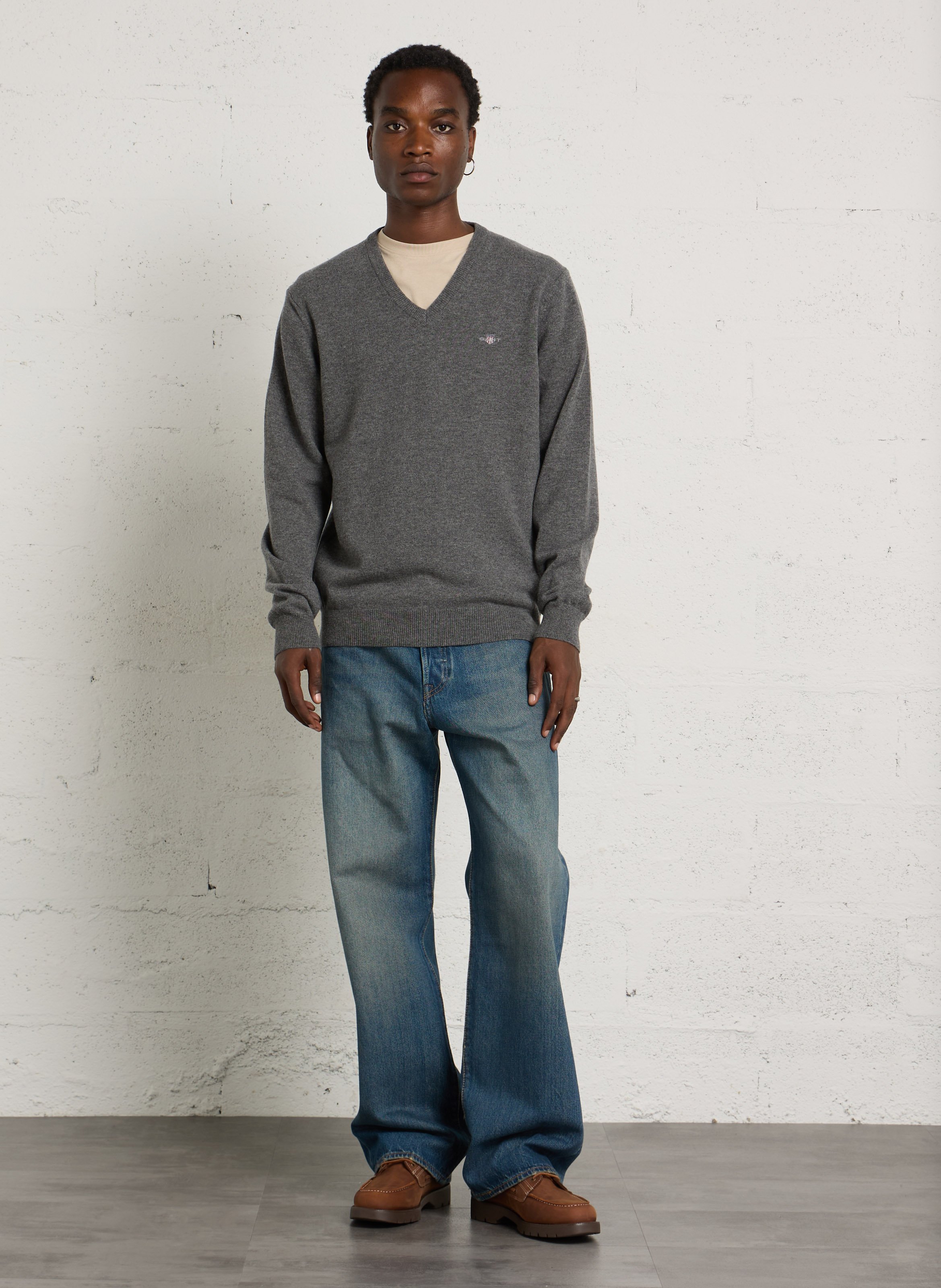 Wollpullover mit V-Ausschnitt GANT Grau