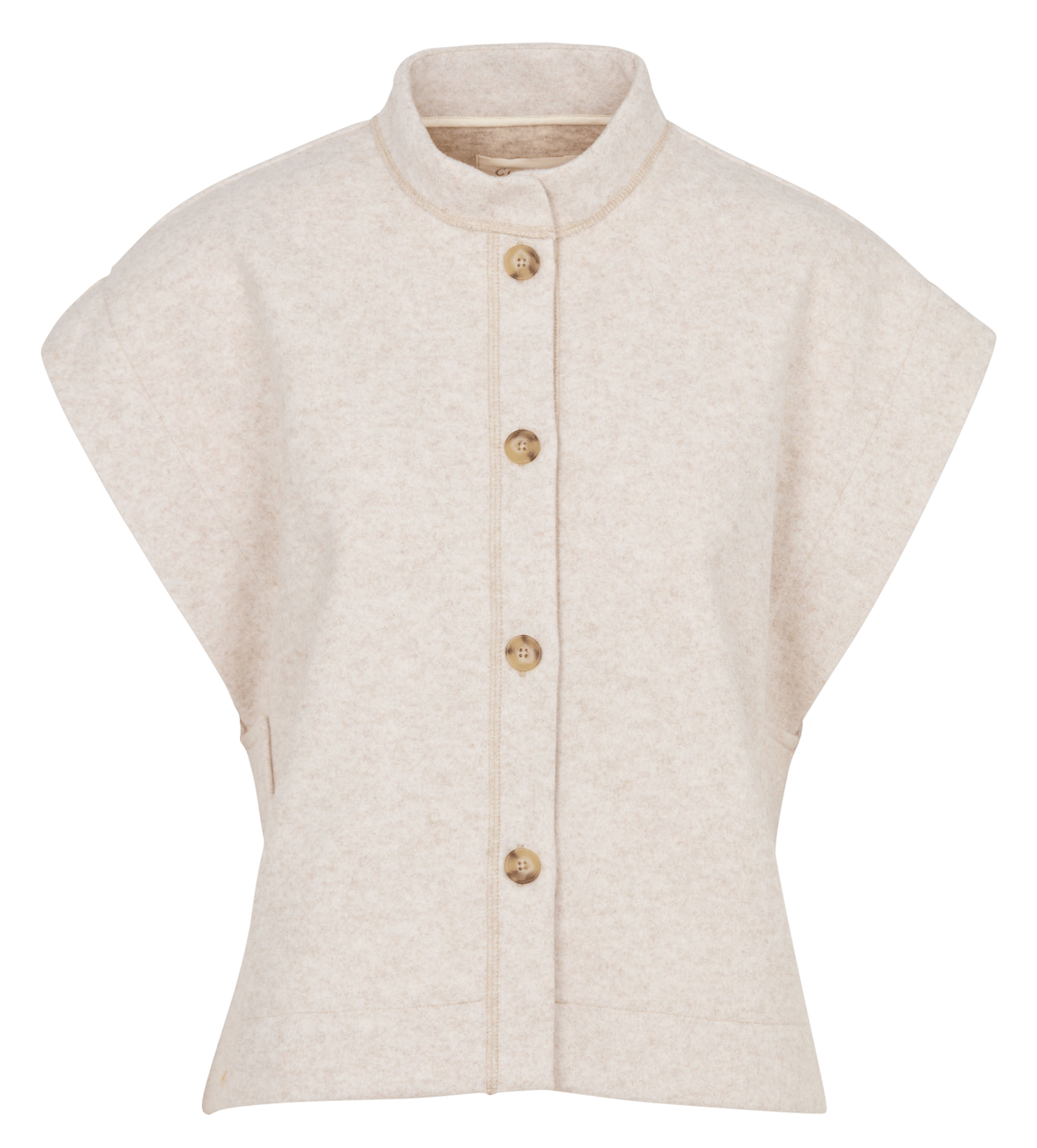 Rechte jas met knopen en korte mouwen COTELAC ACOTE Beige