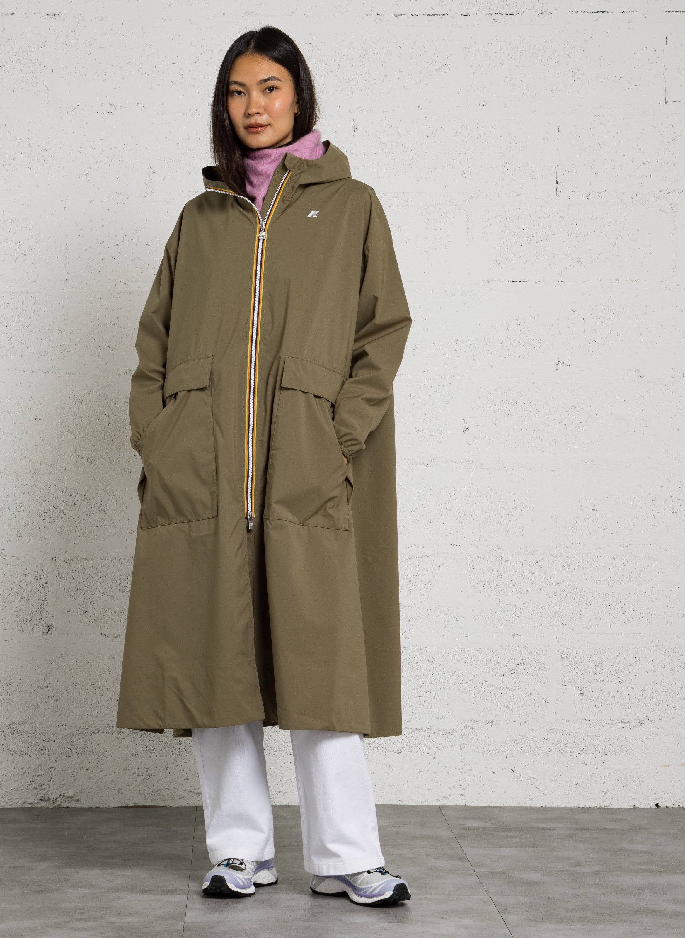 Langer Oversize-Parka mit Kapuze K-WAY Grun