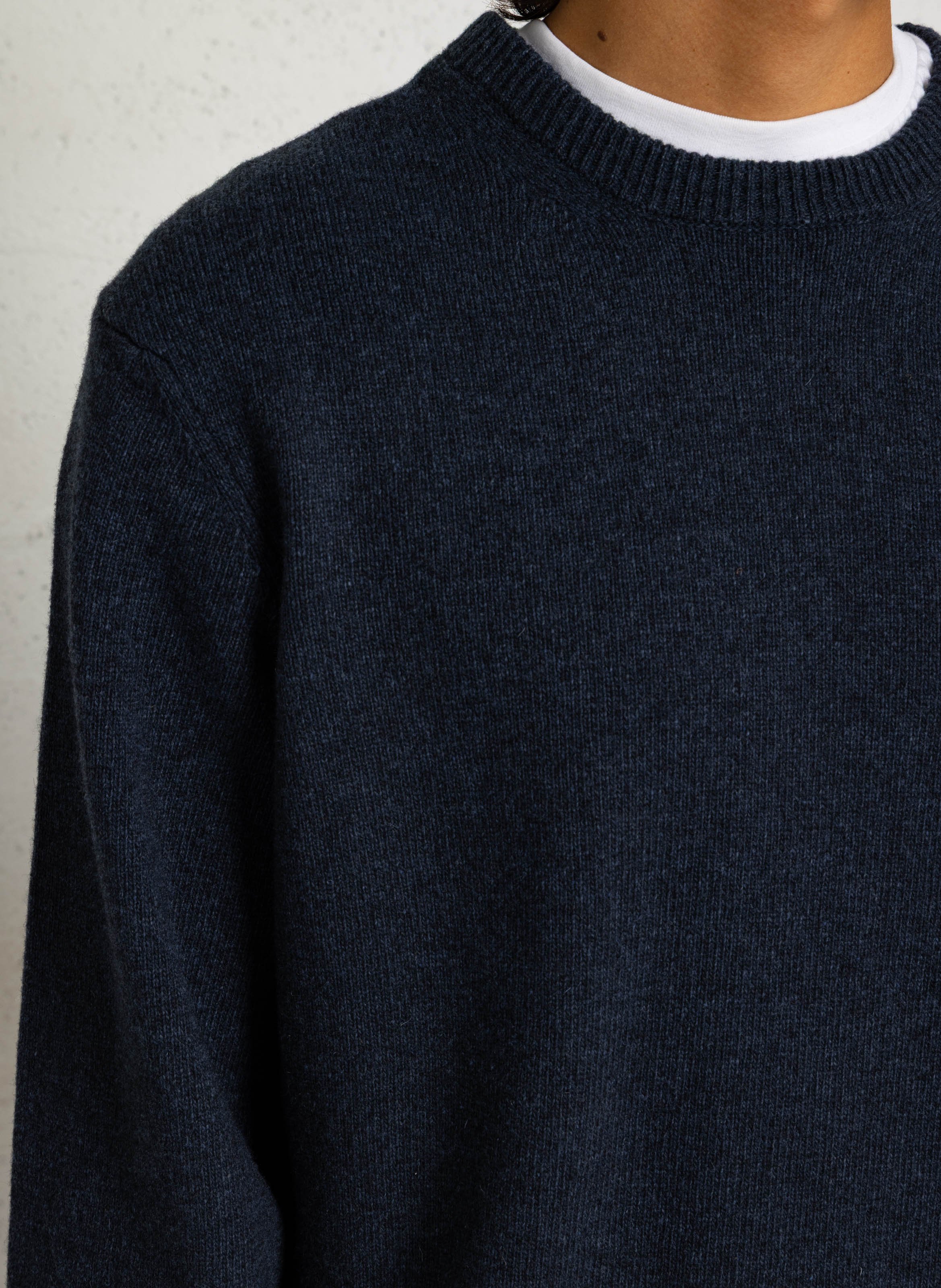 Pull col rond en laine mélangée CASUAL FRIDAY Bleu
