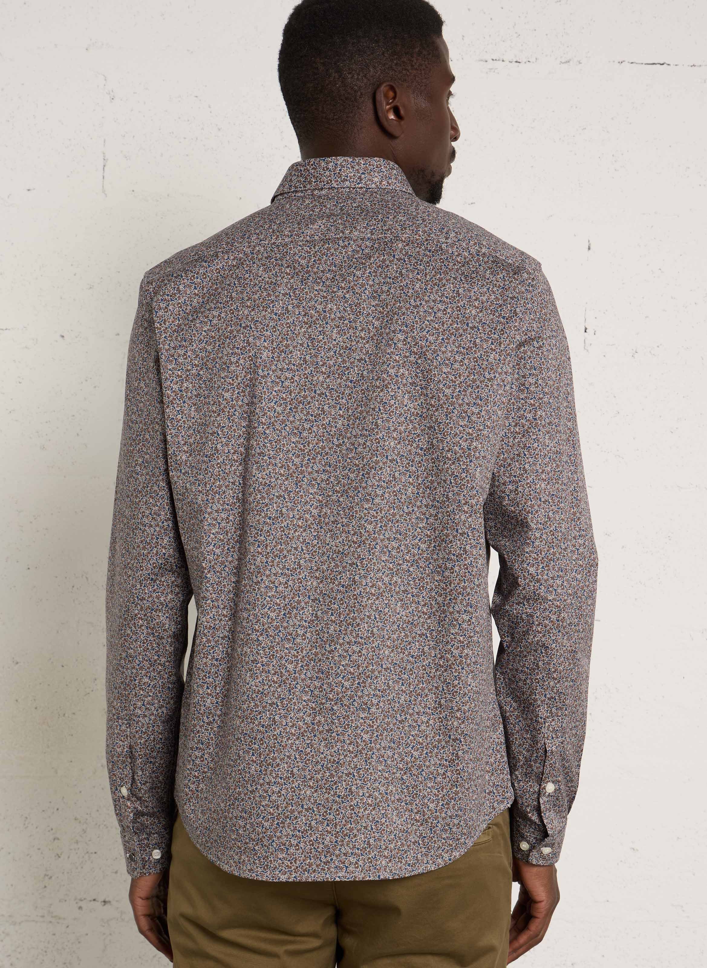 Hemd aus Baumwoll-Mix mit Print, Slim Fit IKKS Blau
