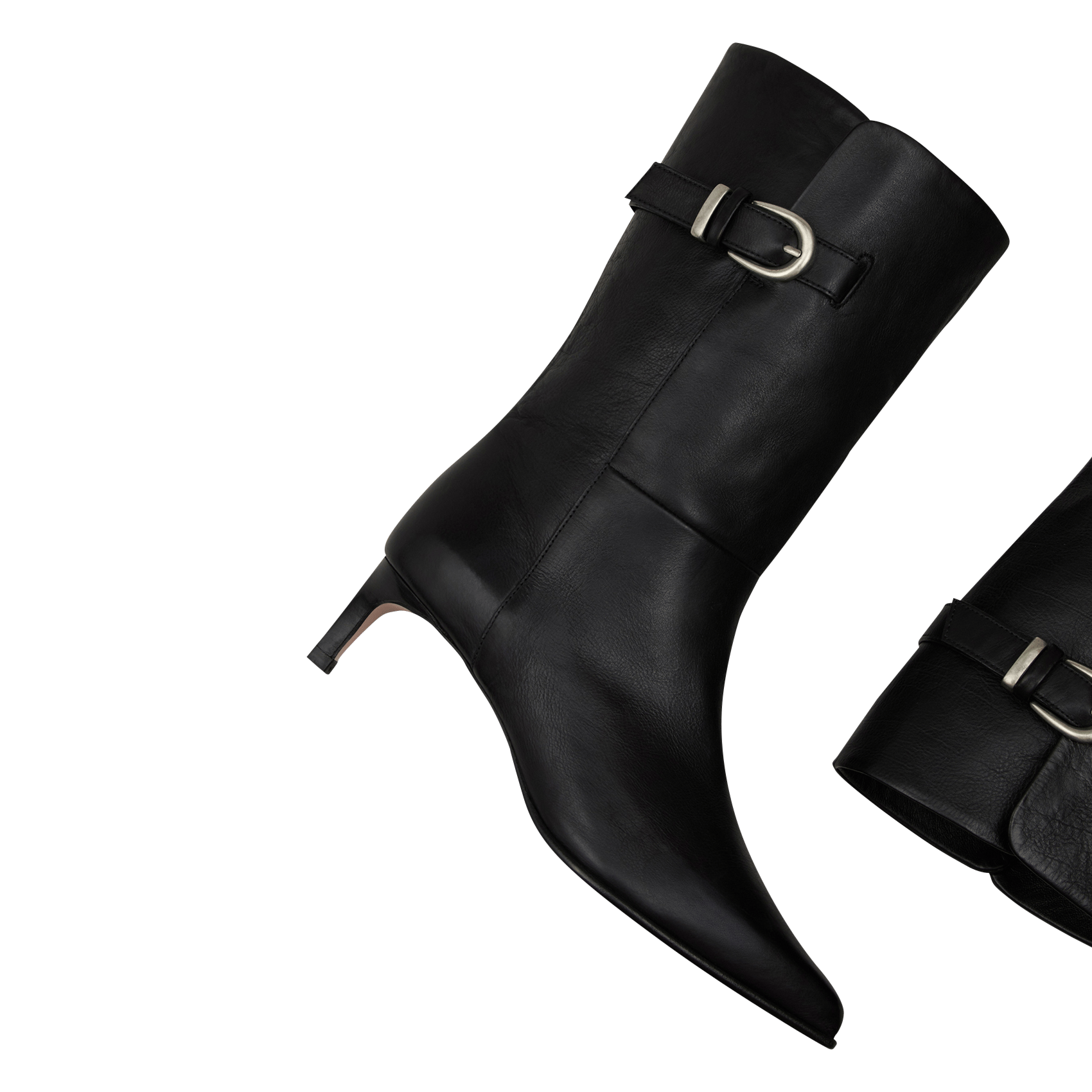 Einfarbige Stiefeletten aus Leder mit mittelhohem Schaft BA&SH Schwarz