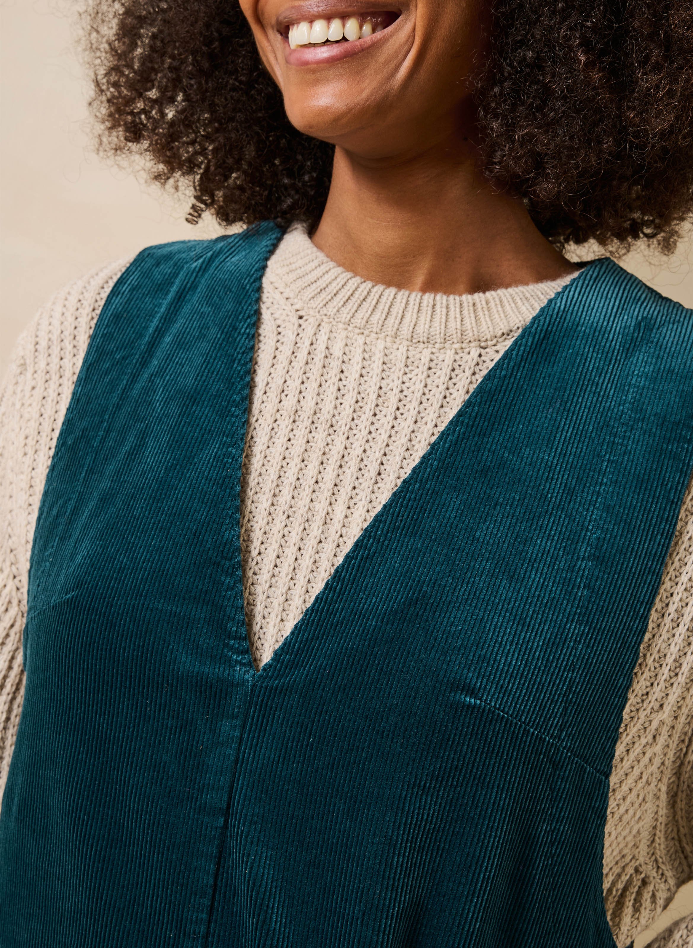 Robe courte col V côtelé en coton mélangé LA FEE MARABOUTEE Bleu