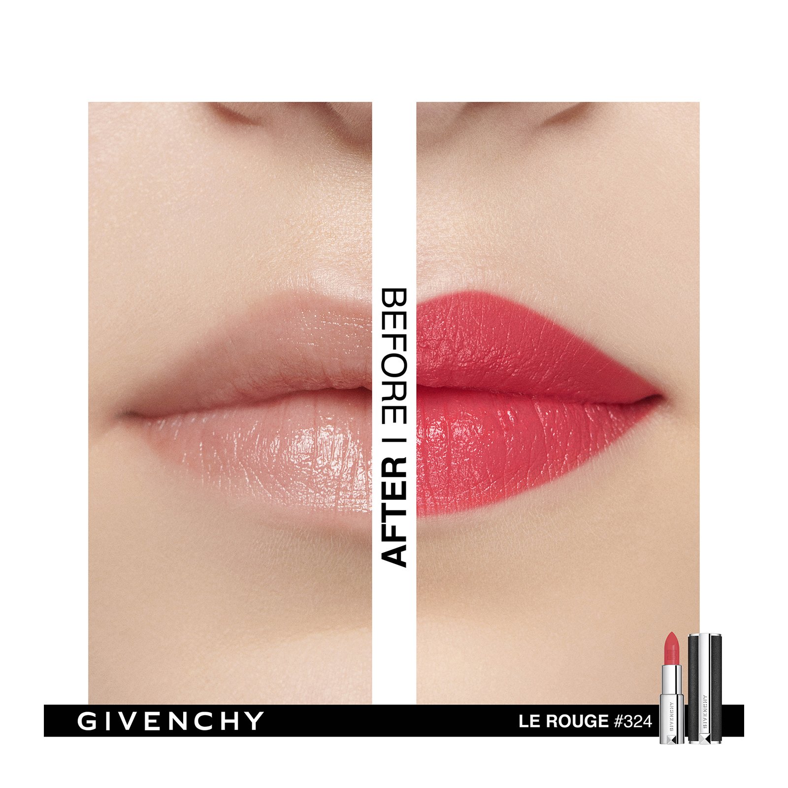 LE ROUGE - Lippenstift mit leuchtend mattem, pudrig mattem oder schimmerndem Finish | N° 324 - corail backstage GIVENCHY Beauty