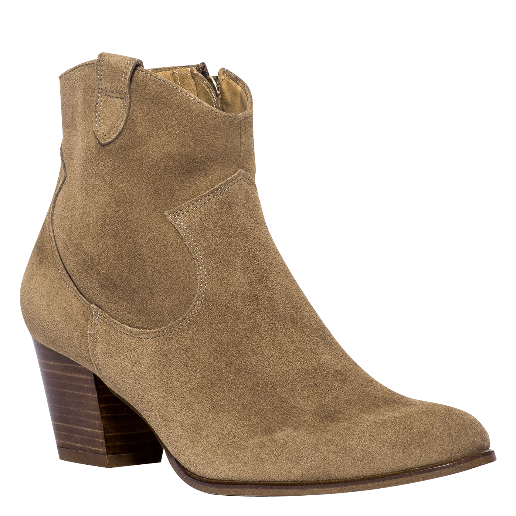 Leather mid-calf boots BOCAGE Beige
