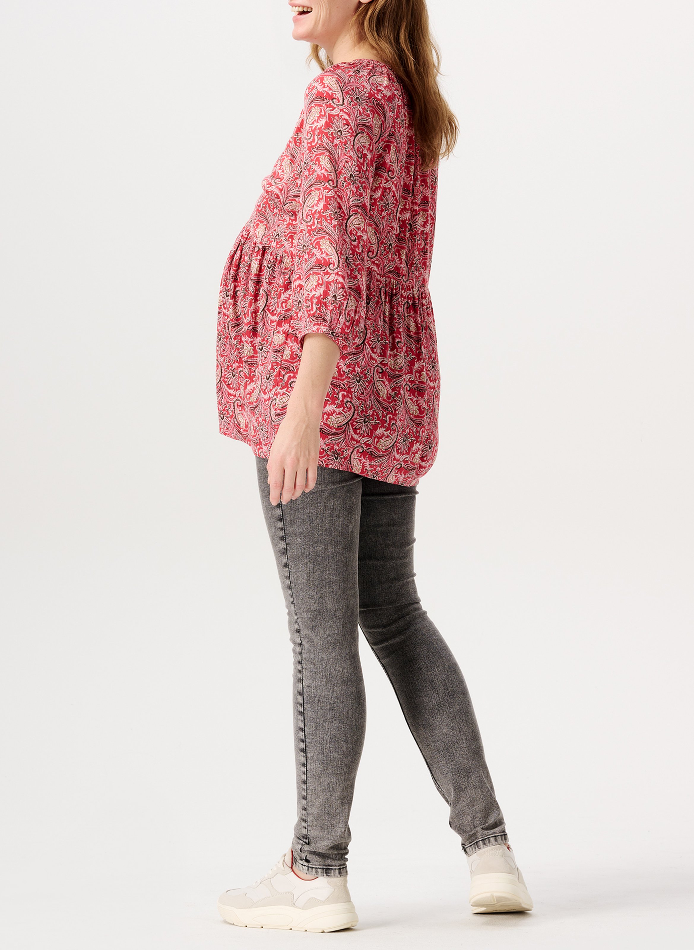 Top col tunisien de grossesse imprimé  NOPPIES Rouge