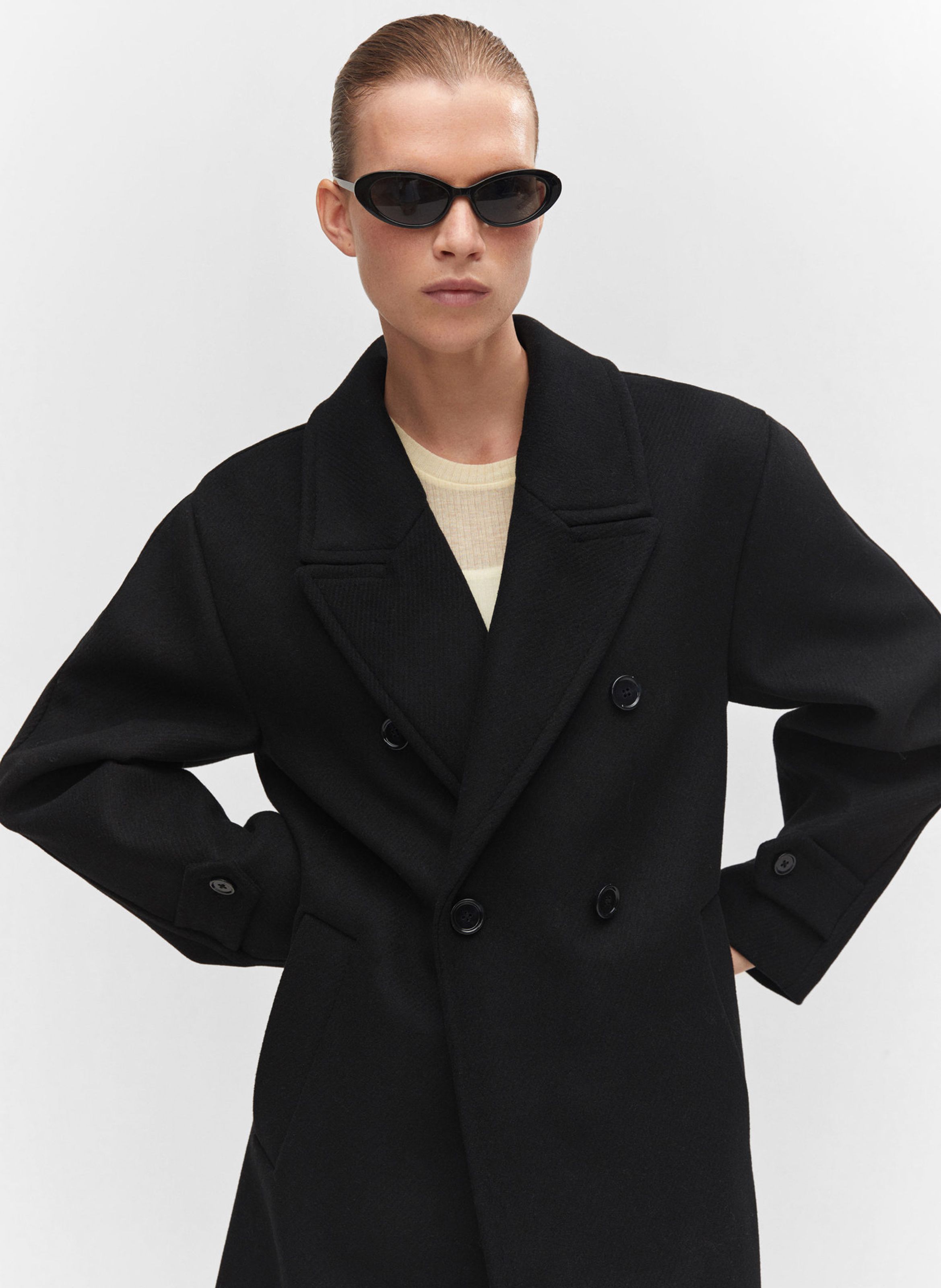 Mango black 2025 wool coat