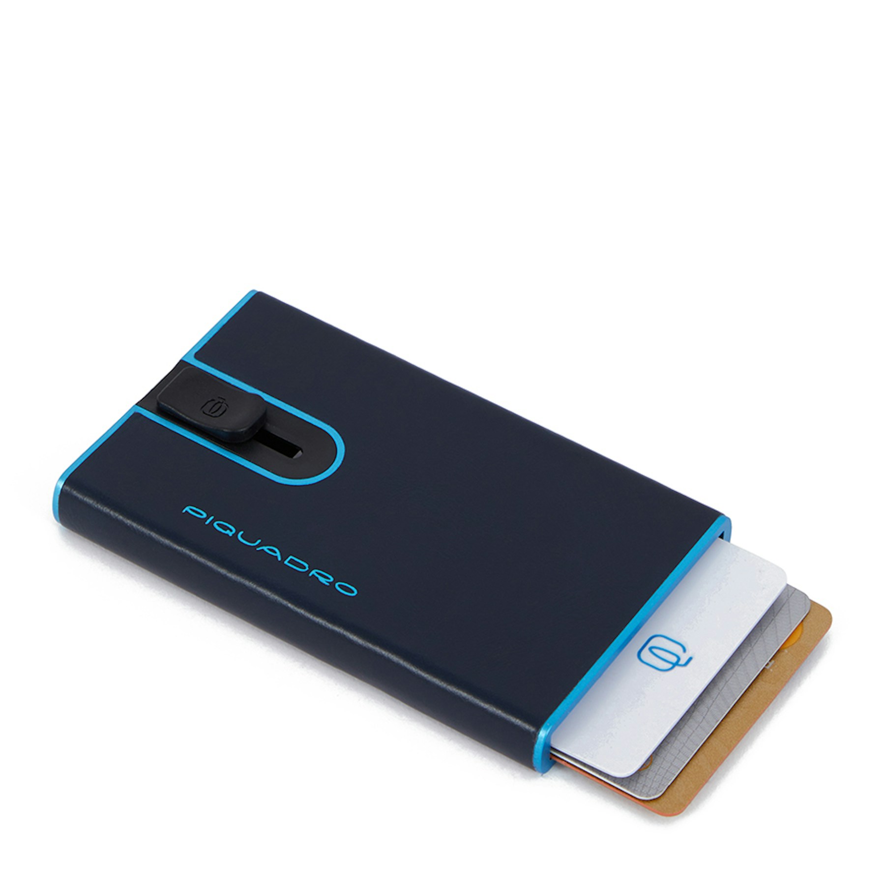 - 100% leather, - 6 cardholder slots, - 1 central compartment, - Size: L10 x H7 cm. PIQUADRO Blue