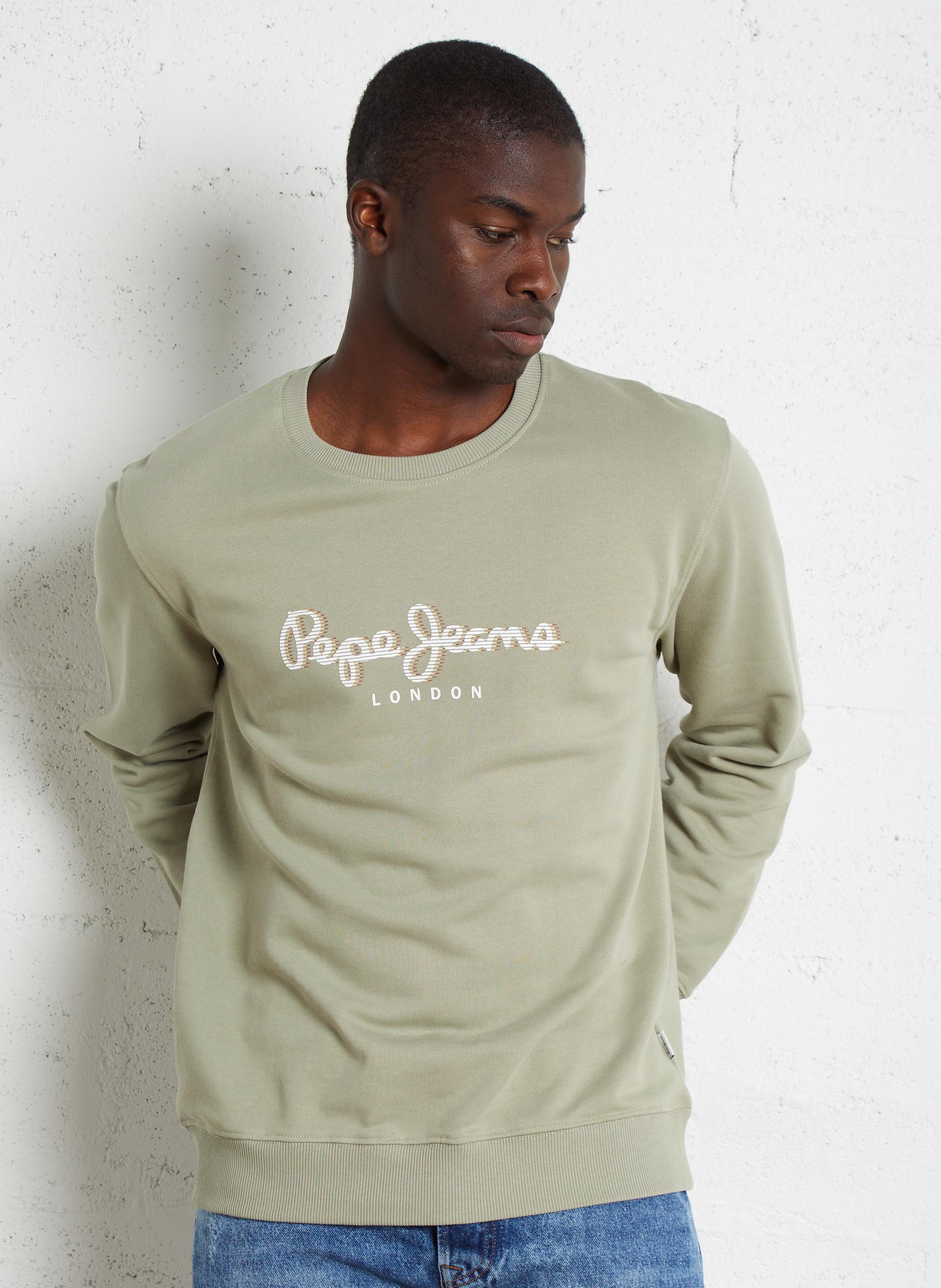 Sweat Col Rond En Coton Saul Palm Green Pepe Jeans Homme PM582702 701 PALM GREEN Place des Tendances Luxembourg