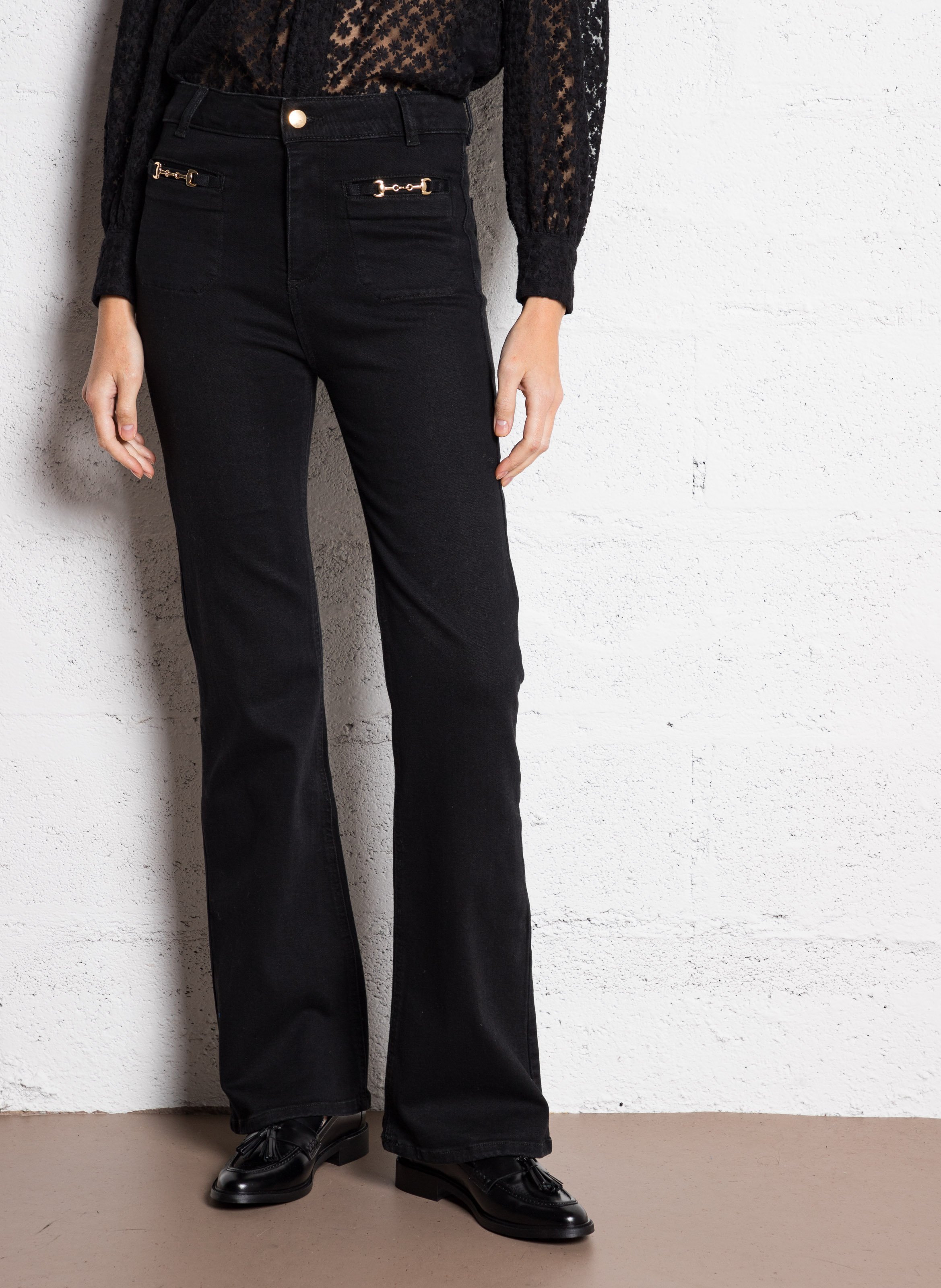Cotton-blend straight jeans PABLO Black