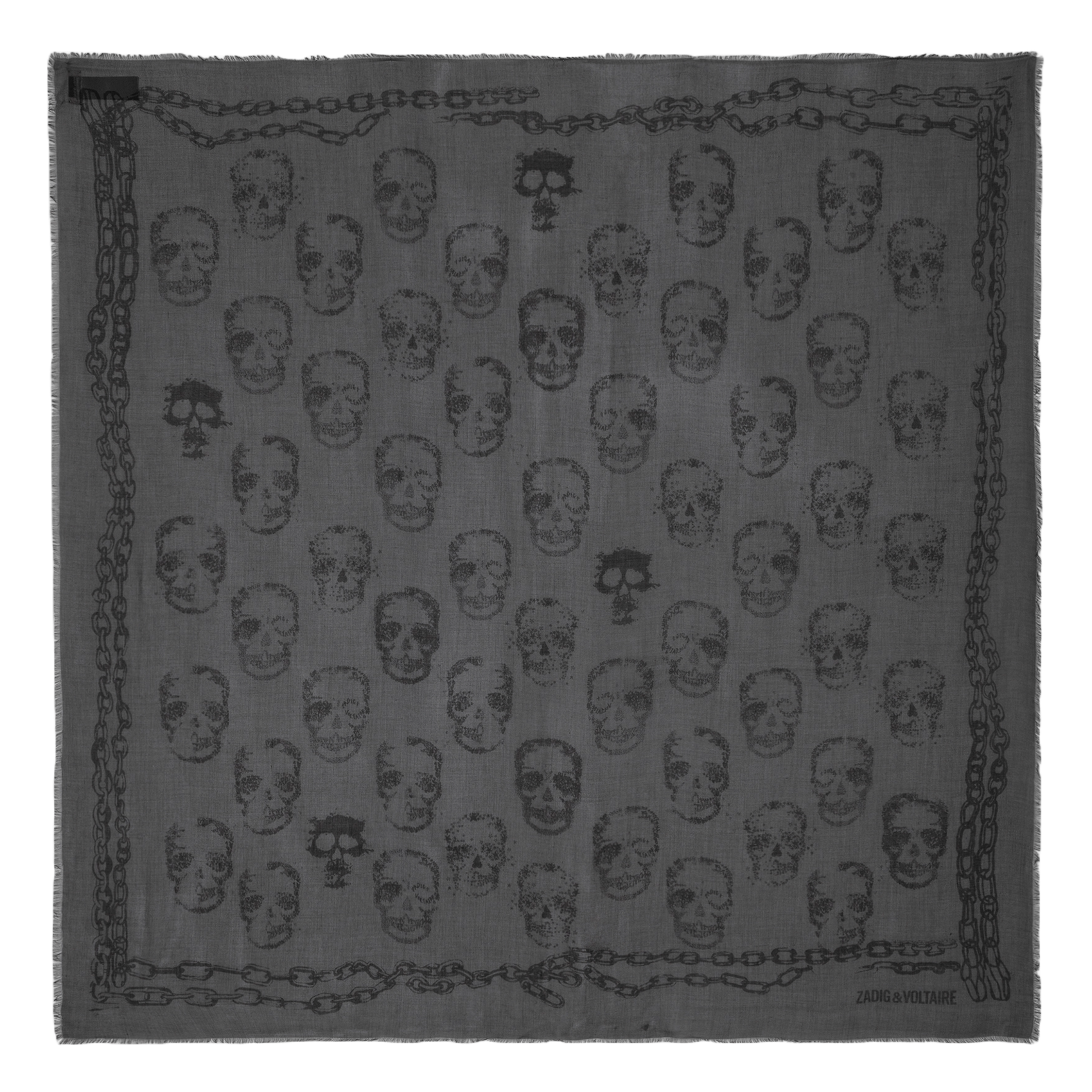 Foulard carré à motifs squelettes ZADIG&VOLTAIRE Gris
