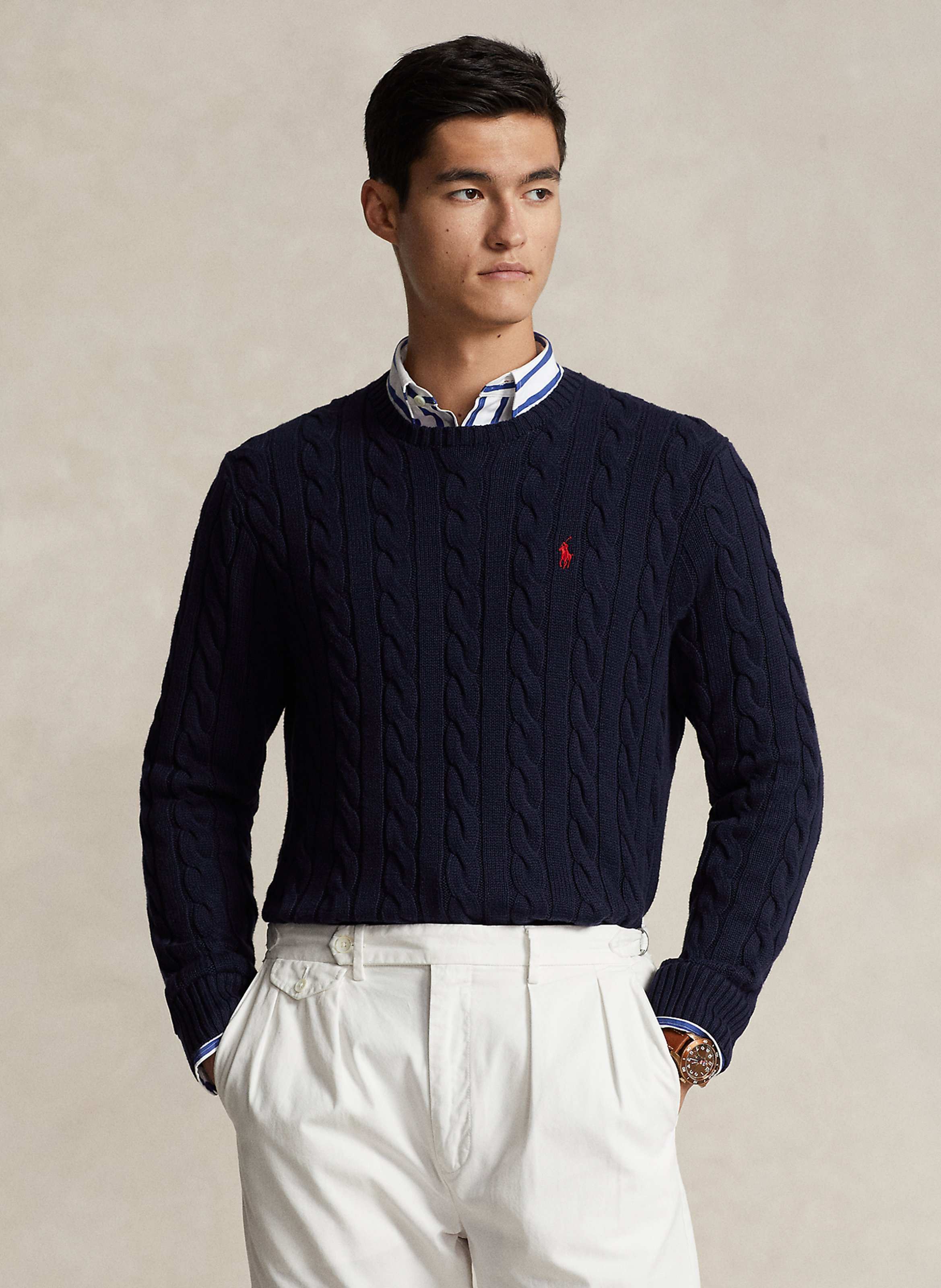 Regular-fit round-neck cotton sweater POLO RALPH LAUREN Blue