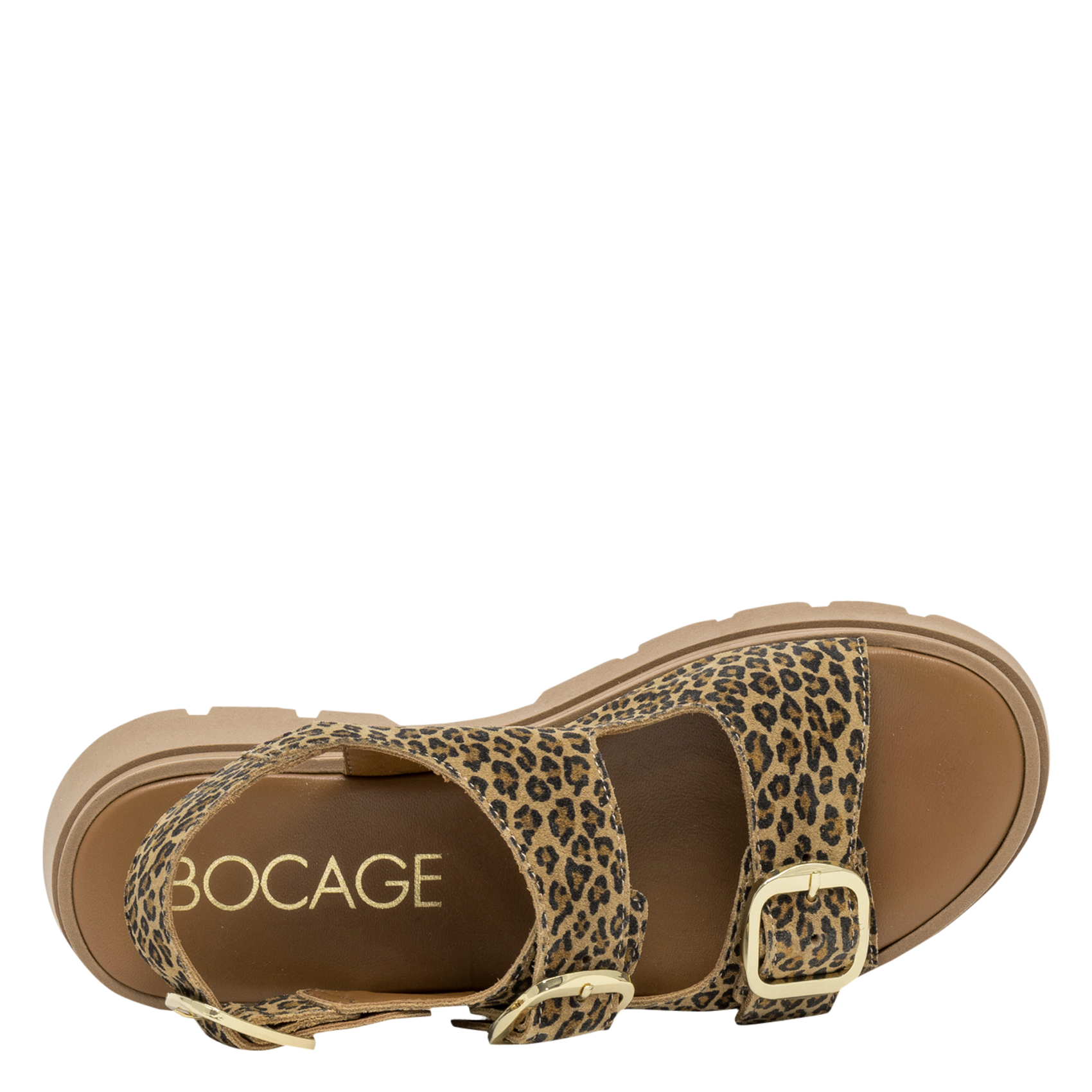 Flache Ledersandalen mit Leopardenmuster BOCAGE Mehrfarbig