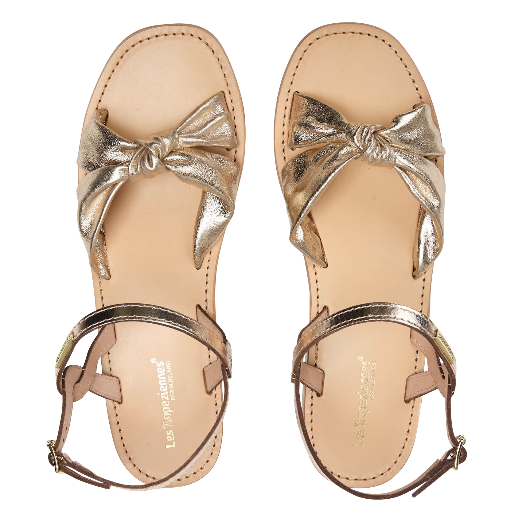 Heeled metallic leather sandals LES TROPEZIENNES PAR M.BELARBI Golden