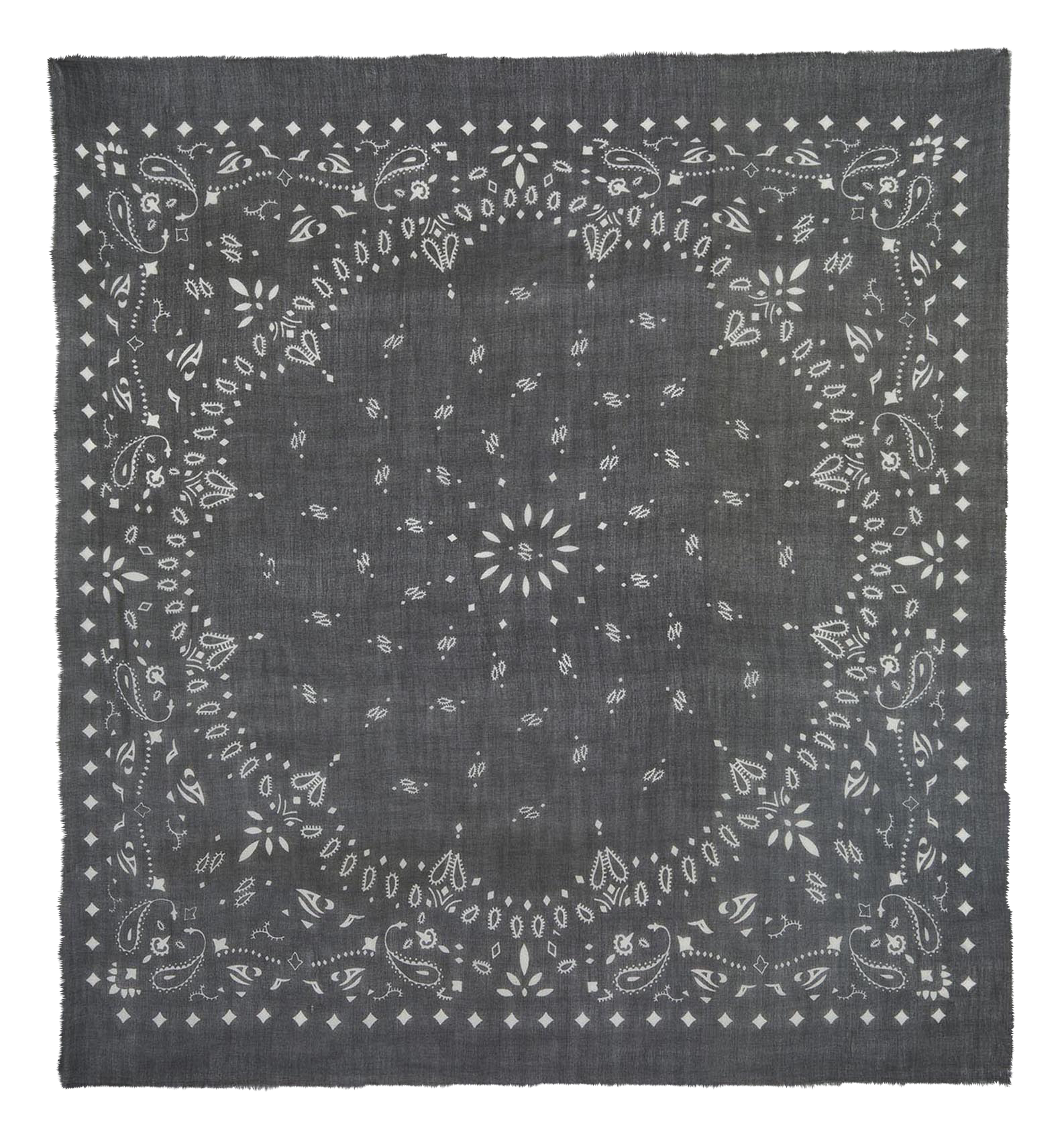 Foulard imprimé en voile de cachemire  KUJTEN Noir