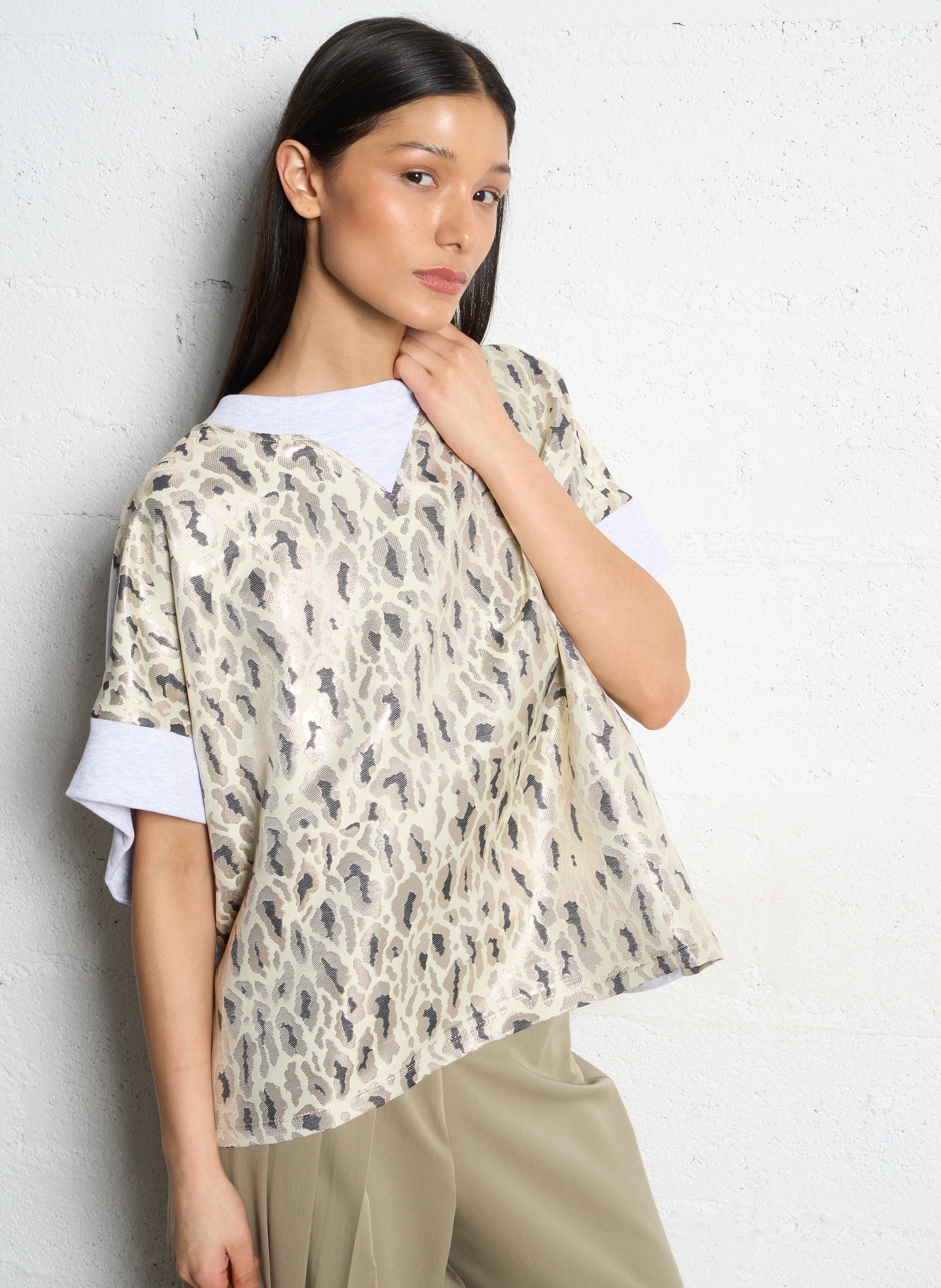 Sweat col rond léopard IMPERIAL Vert