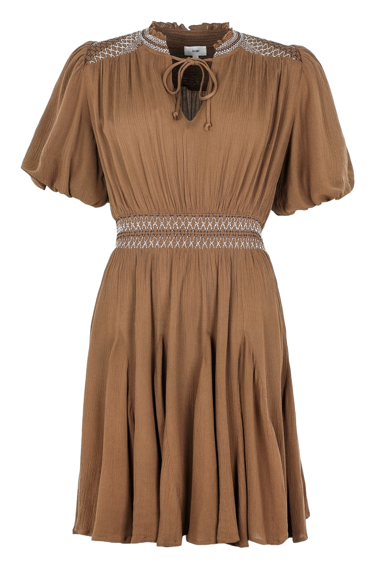 Korte jurk met V-hals AN'GE Khaki