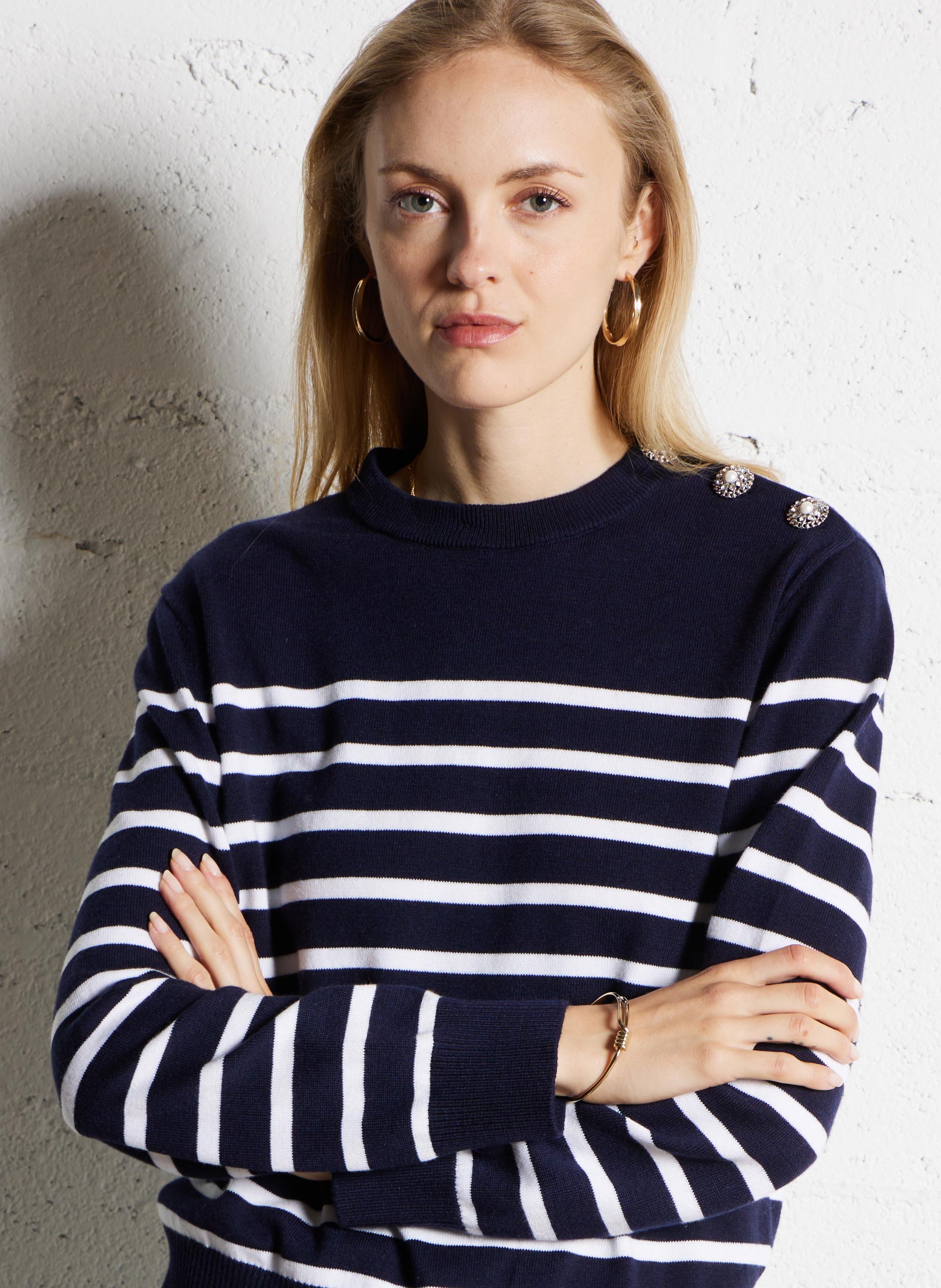 Pull droit à rayures SUNCOO Bleu