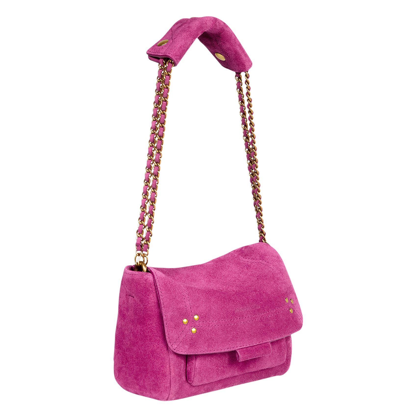 Leather flap shoulder bag Pink
