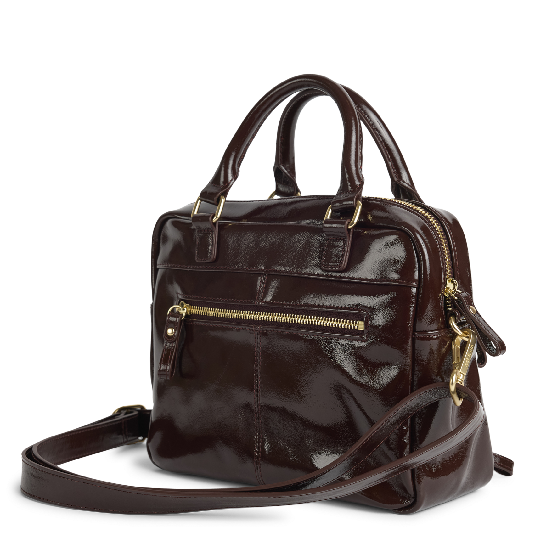 Multitaschen-Handtasche aus Leder NAT & NIN Braun