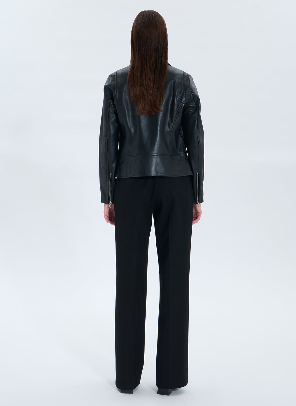 Short leather biker jacket ZAPA Black