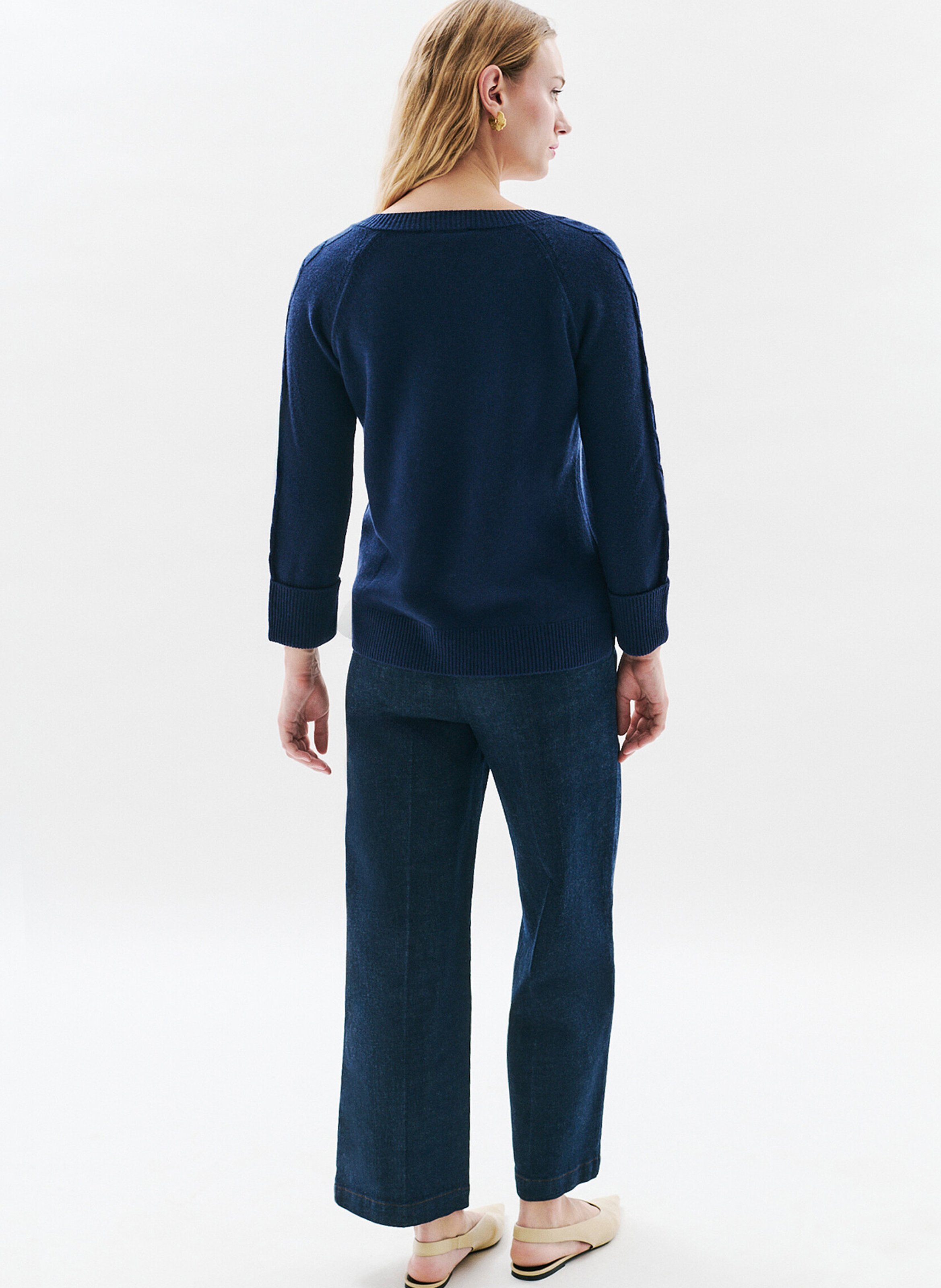 Blossom V-neck wool-blend sweater CAROLL Blue