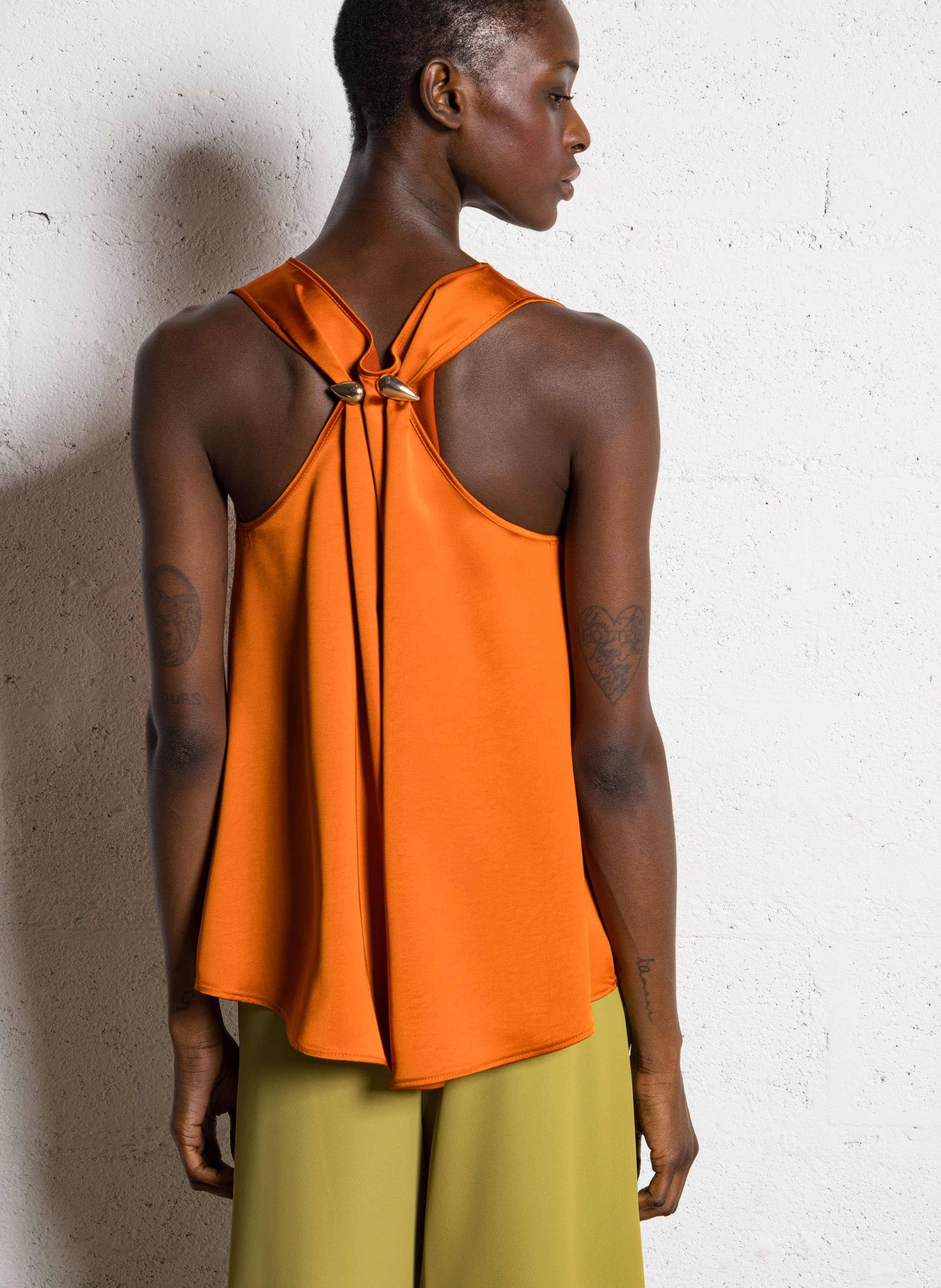 Top col rond aspect satiné IMPERIAL Orange