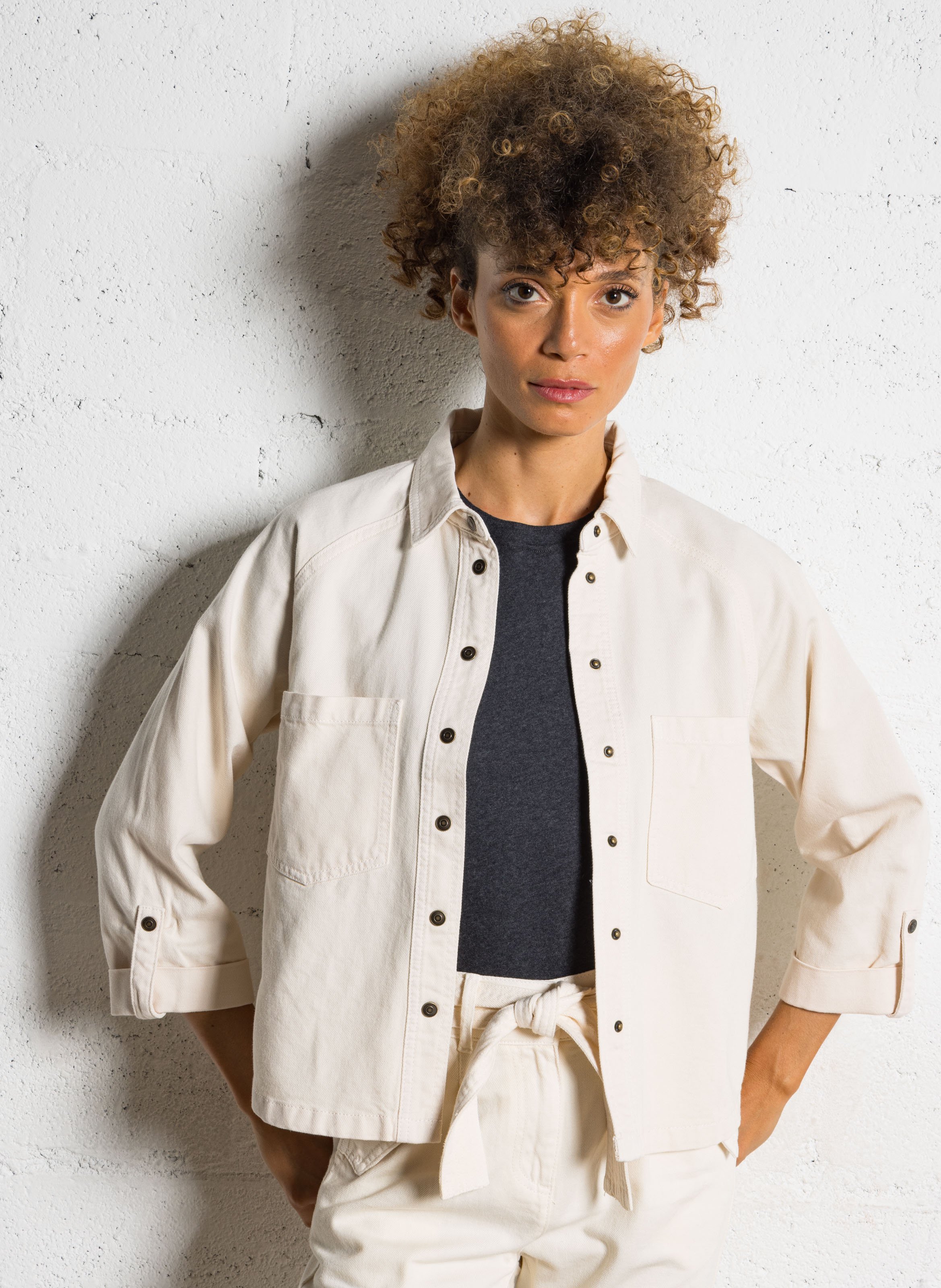 Surchemise oversize en coton MAISON 123 Beige