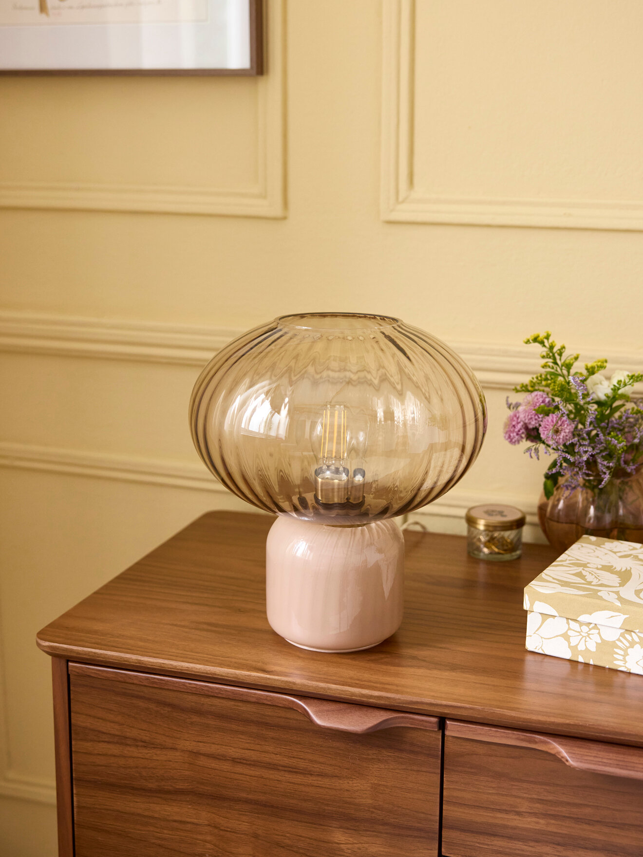 Martin cut glass lamp CYRILLUS Pink