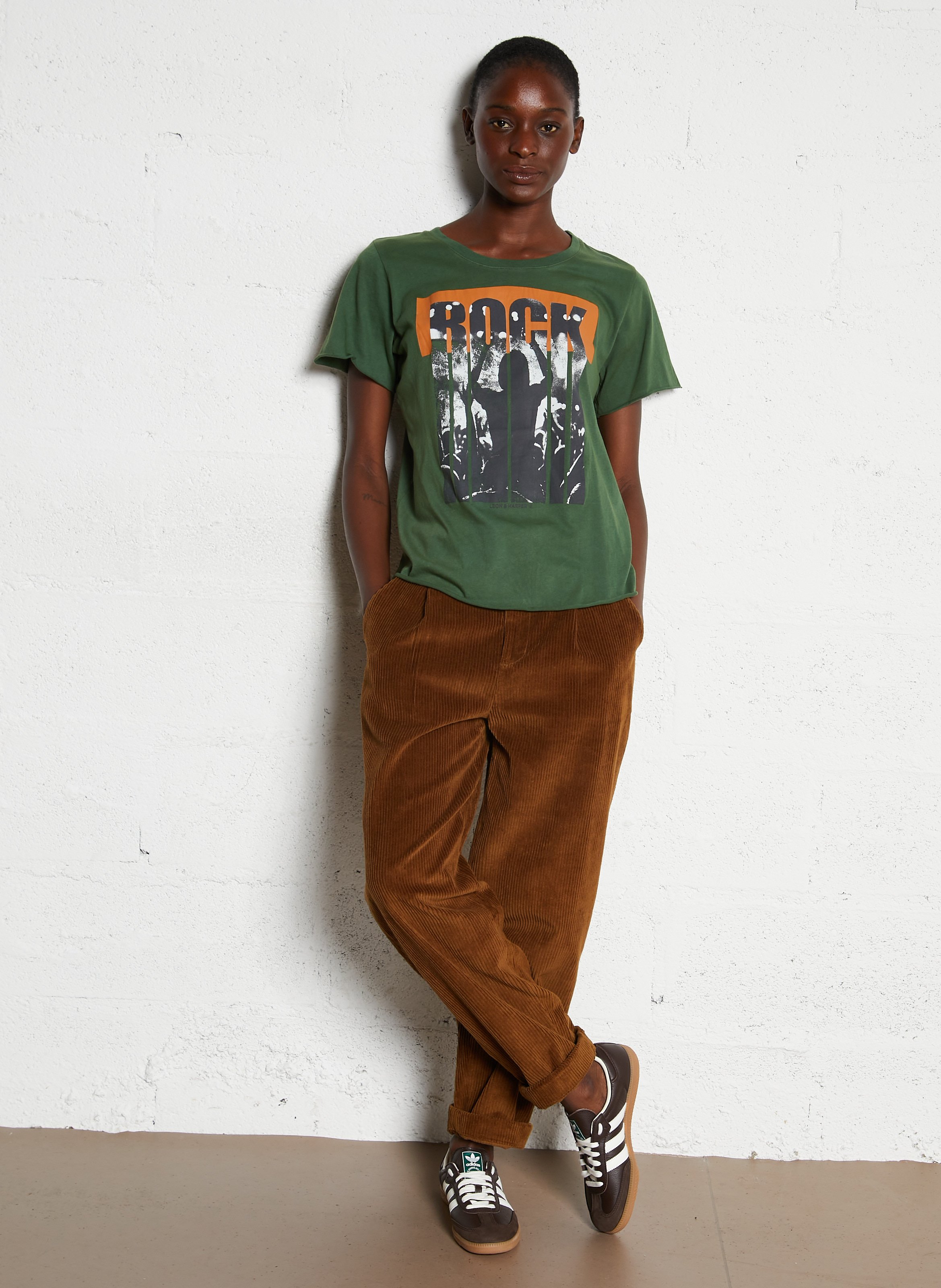 T-shirt van biokatoen met ronde hals LEON & HARPER Groen