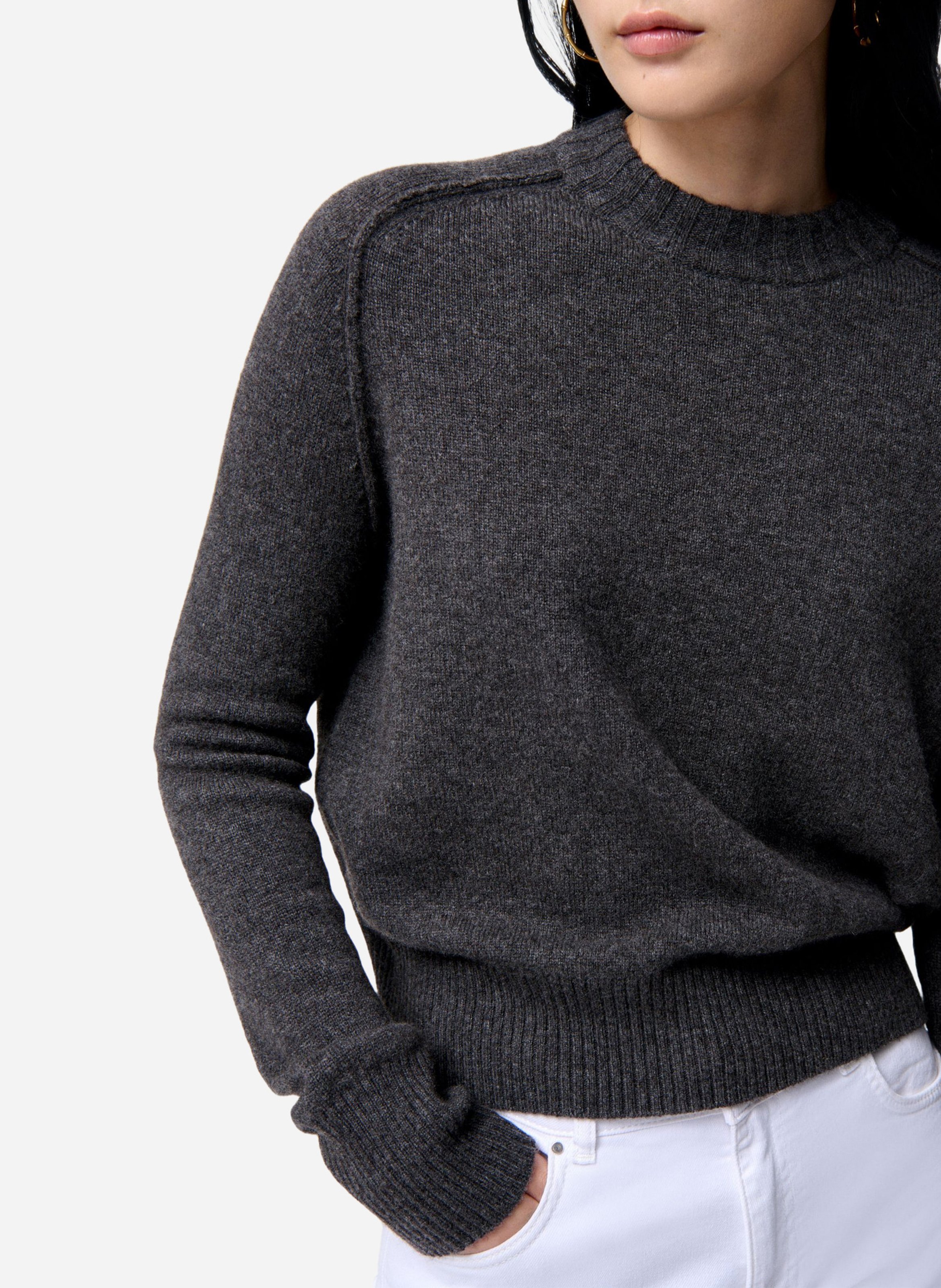 Pull col rond en laine mélangée VANESSA BRUNO Gris