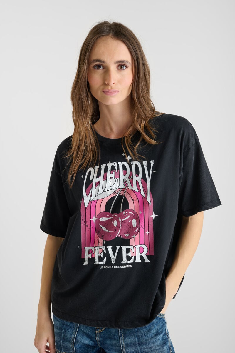 Tommy Badge T-shirt LE TEMPS DES CERISES Black