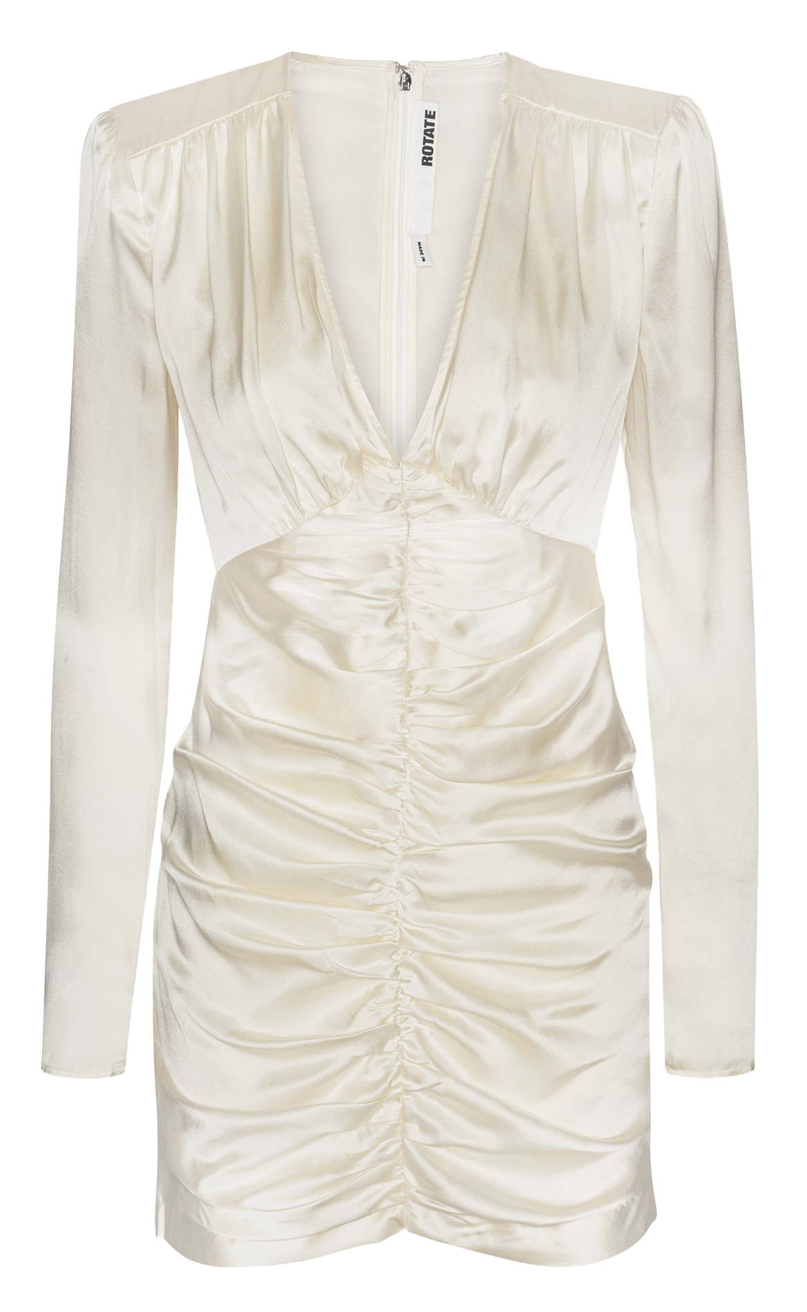 Robe courte col V en soie ROTATE Blanc