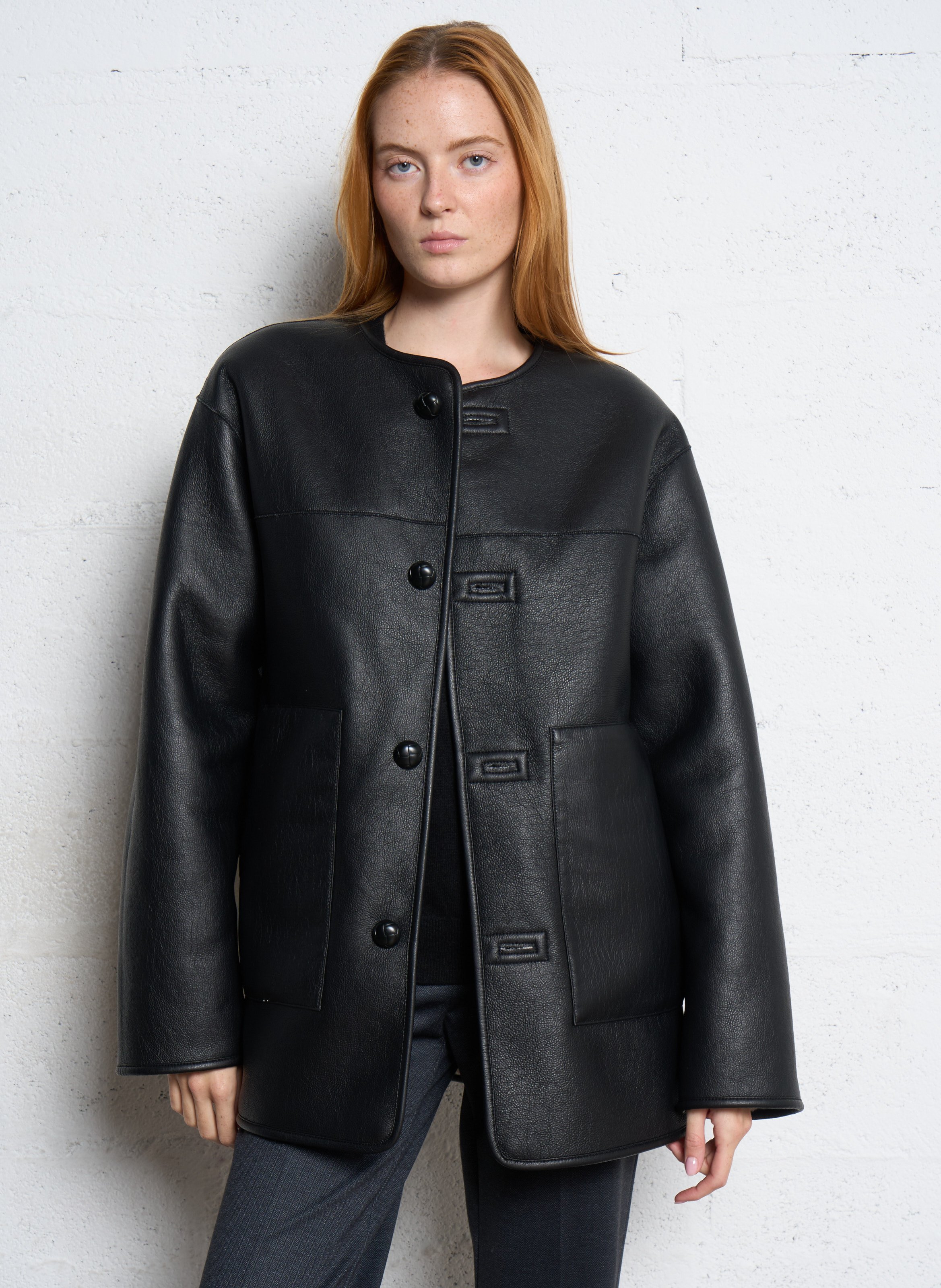 Mid-length faux fur coat IKKS White