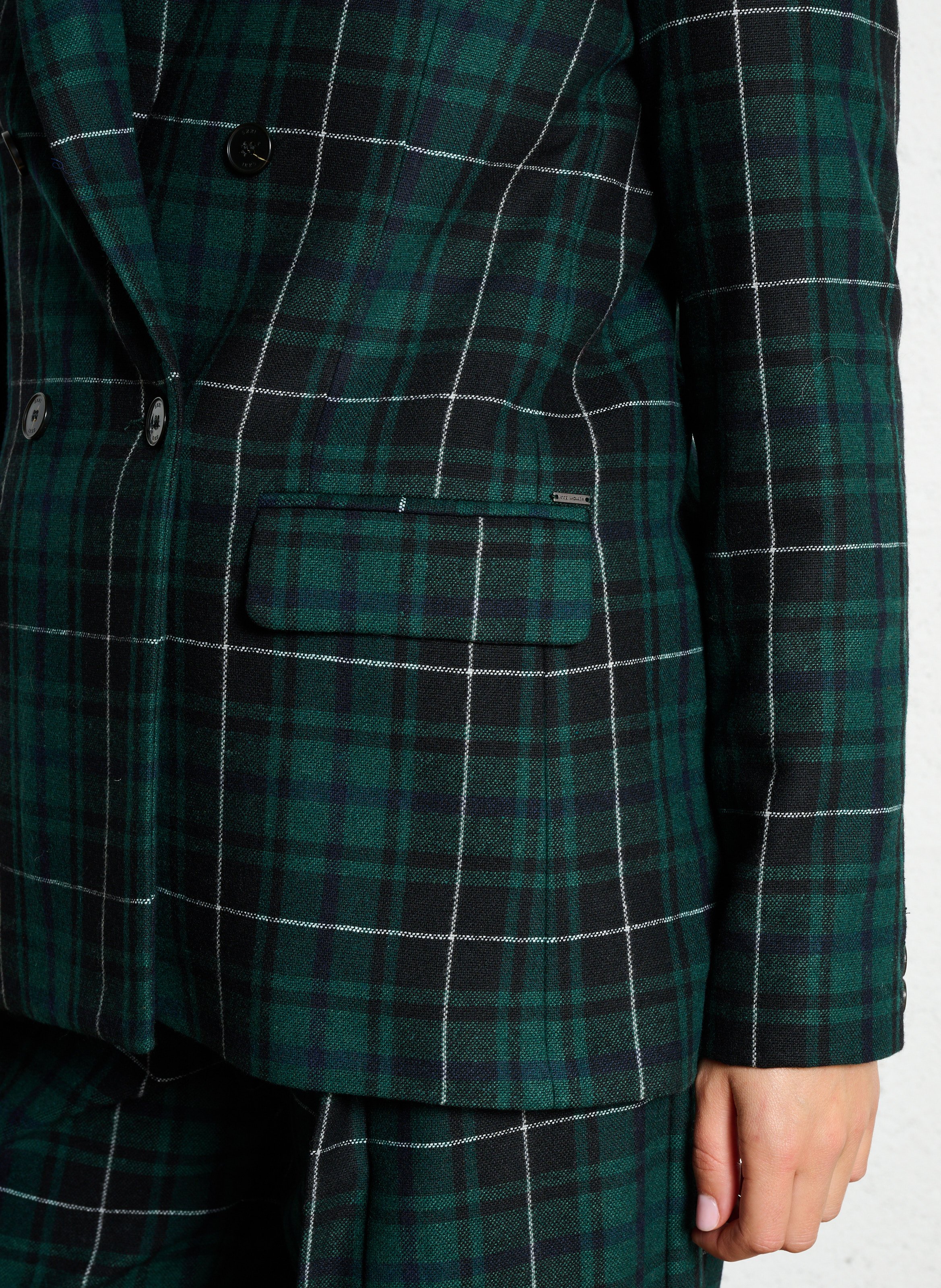 Fitted checkered blazer jacket IKKS Green