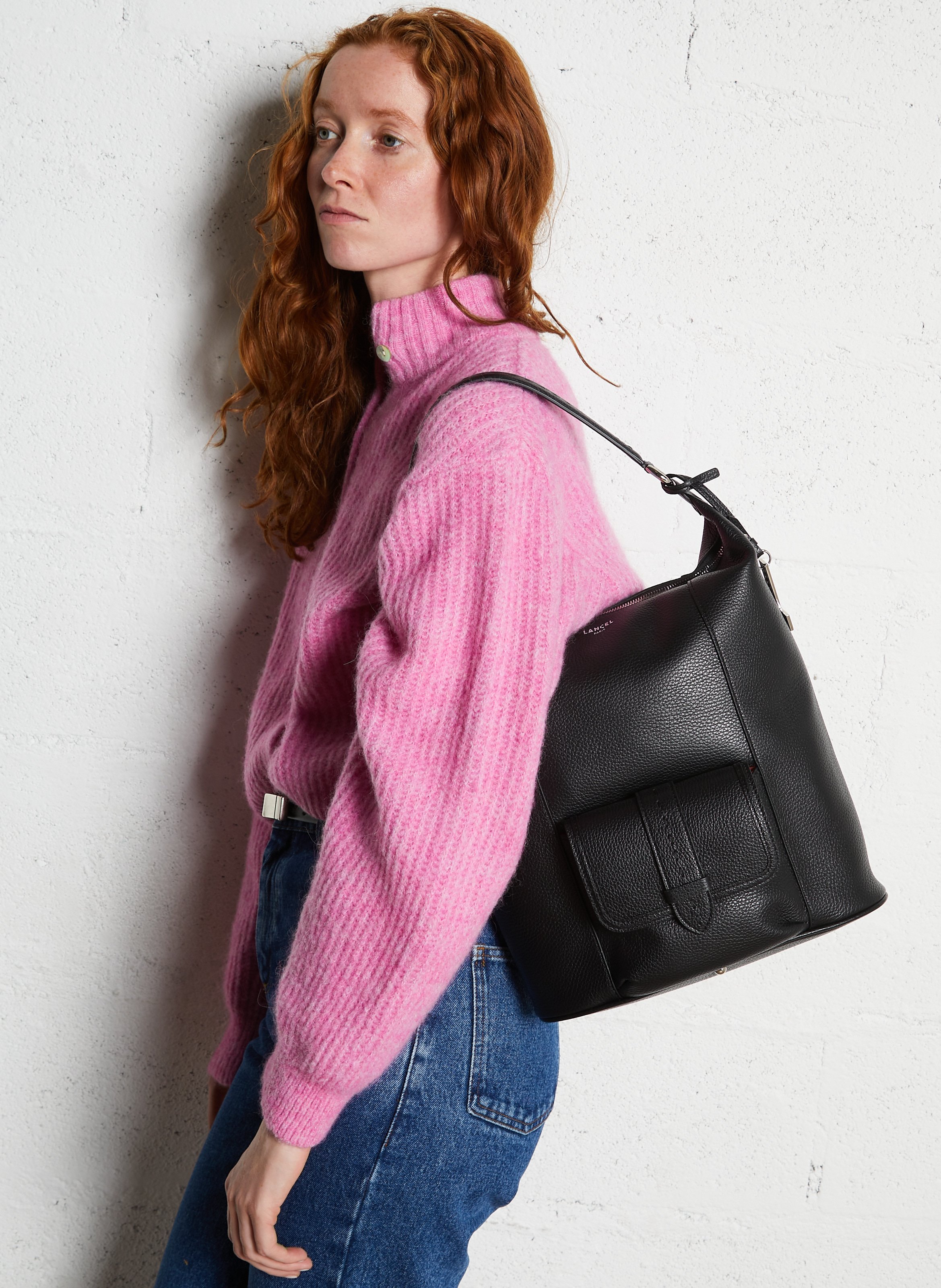 Sac porté épaule en cuir LANCEL Noir